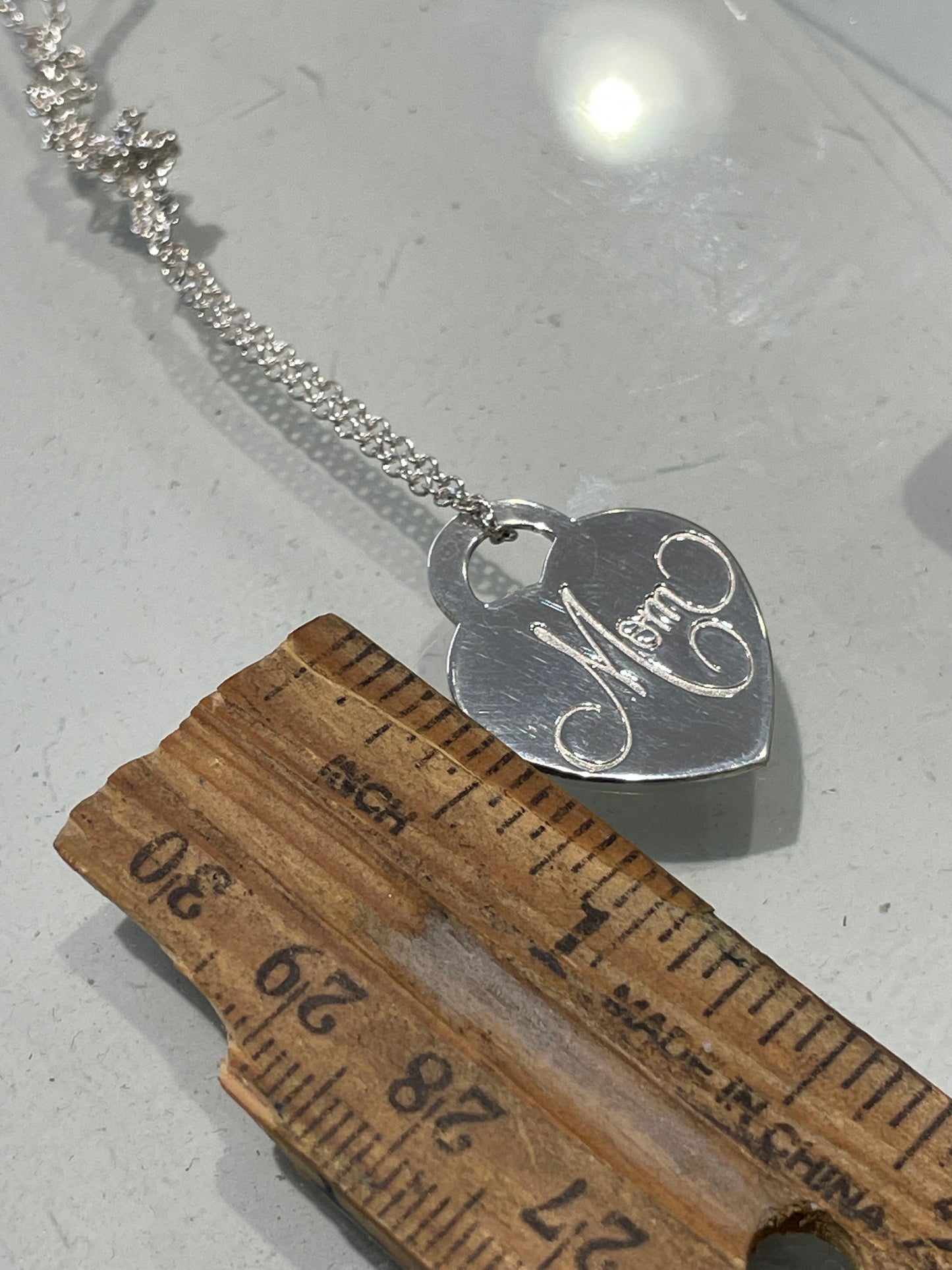 925 Sterling Silver Tiffany Style Monogram Heart Necklace