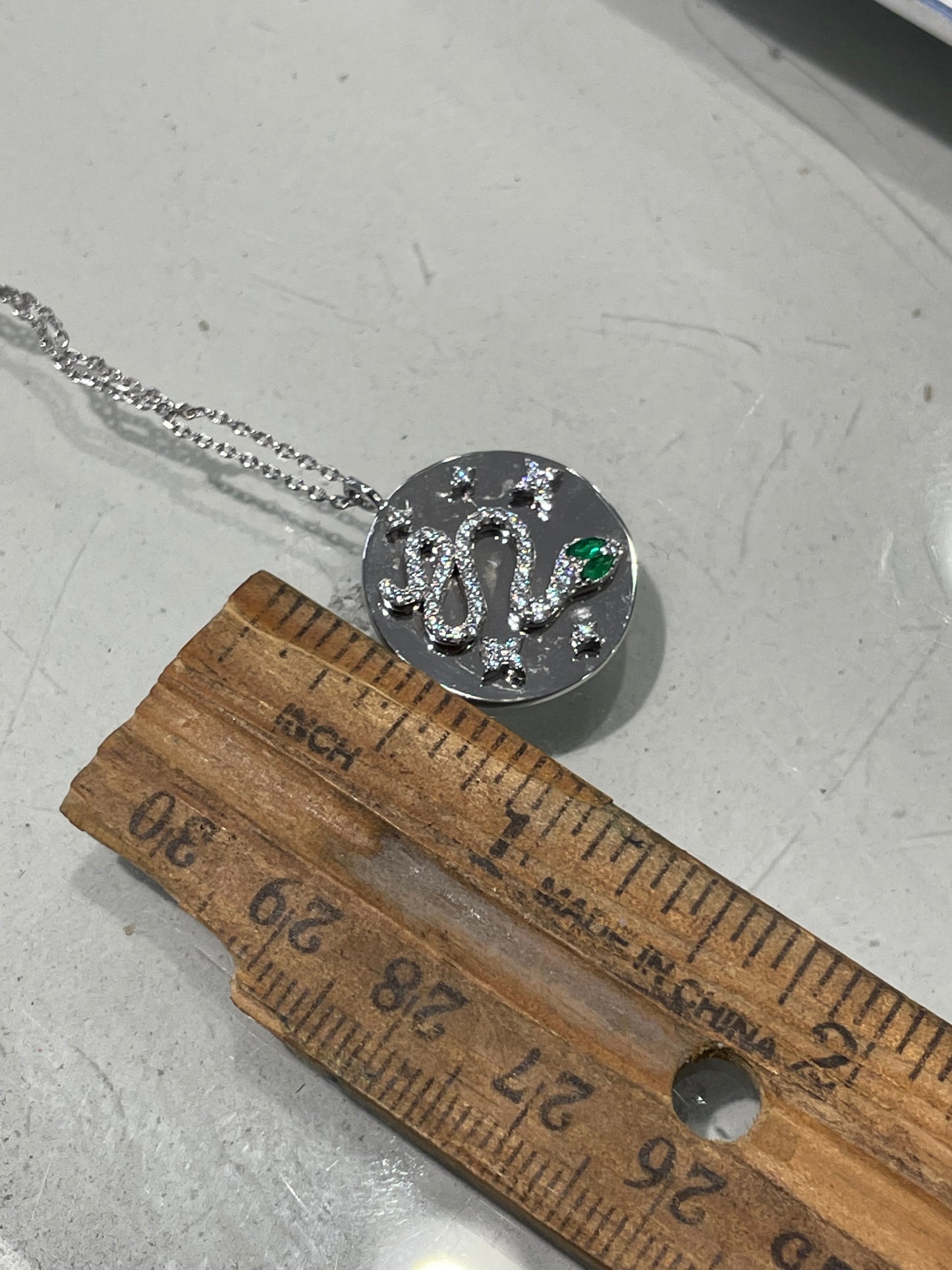 925 Sterling Silver Celestial Serpent Snake Necklace