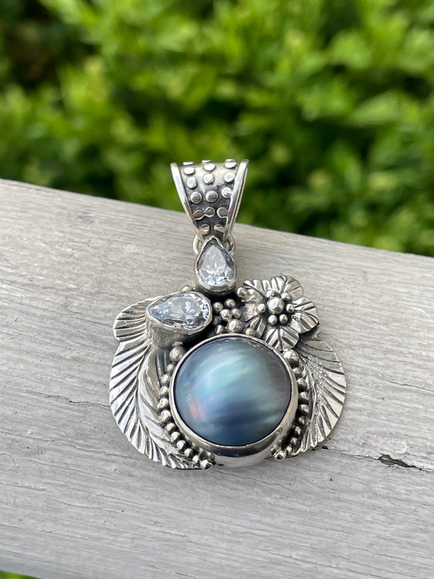 925 Sterling Silver Navajo Native American Mother of Pearl Pendant