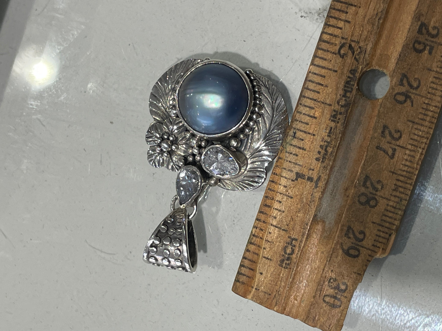 925 Sterling Silver Navajo Native American Mother of Pearl Pendant