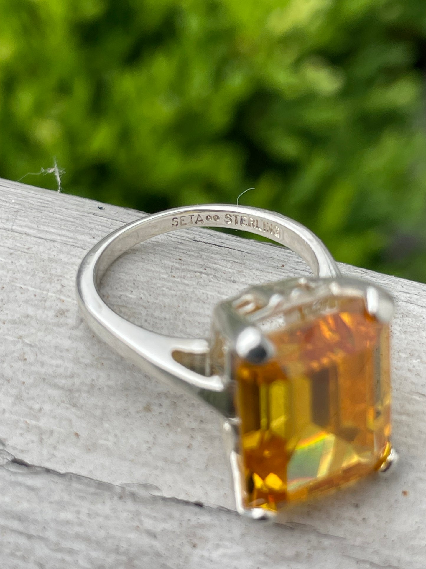 Designer Seta 925 Sterling Silver Citrine Ring