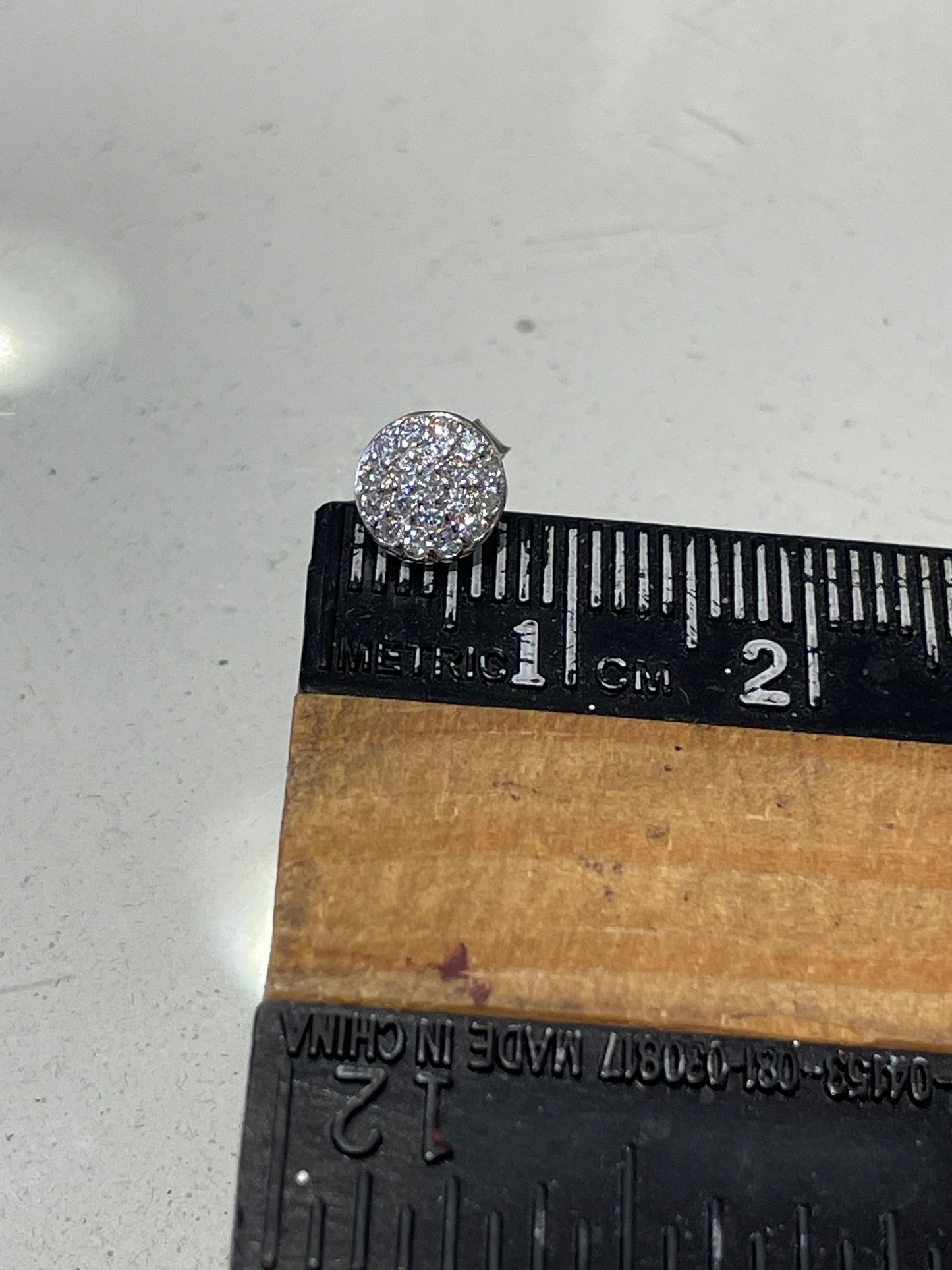 925 Sterling Silver Signet Pave' Stud Earrings