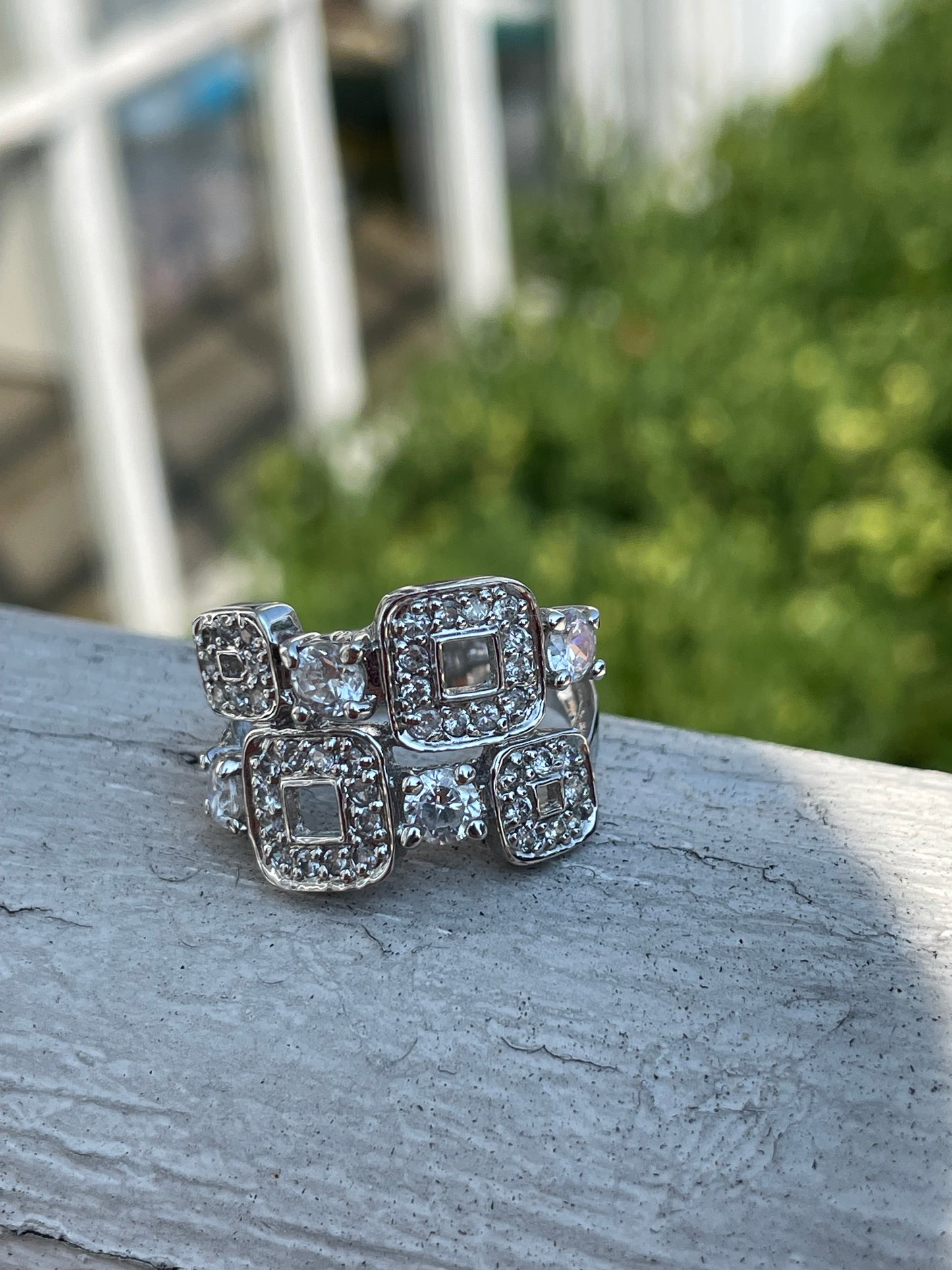 925 Sterling Silver "Filling the Void" Cubic Zirconia Cluster Ring