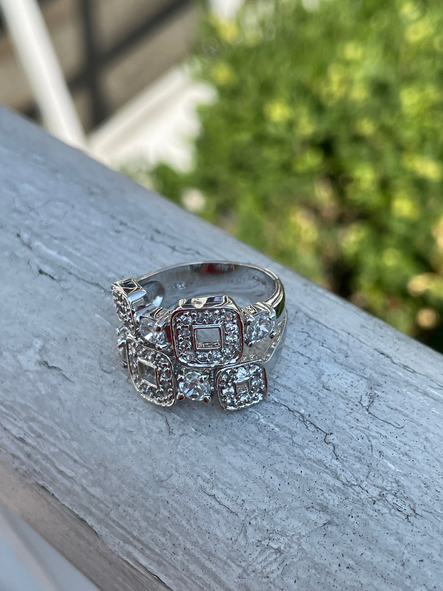 925 Sterling Silver "Filling the Void" Cubic Zirconia Cluster Ring