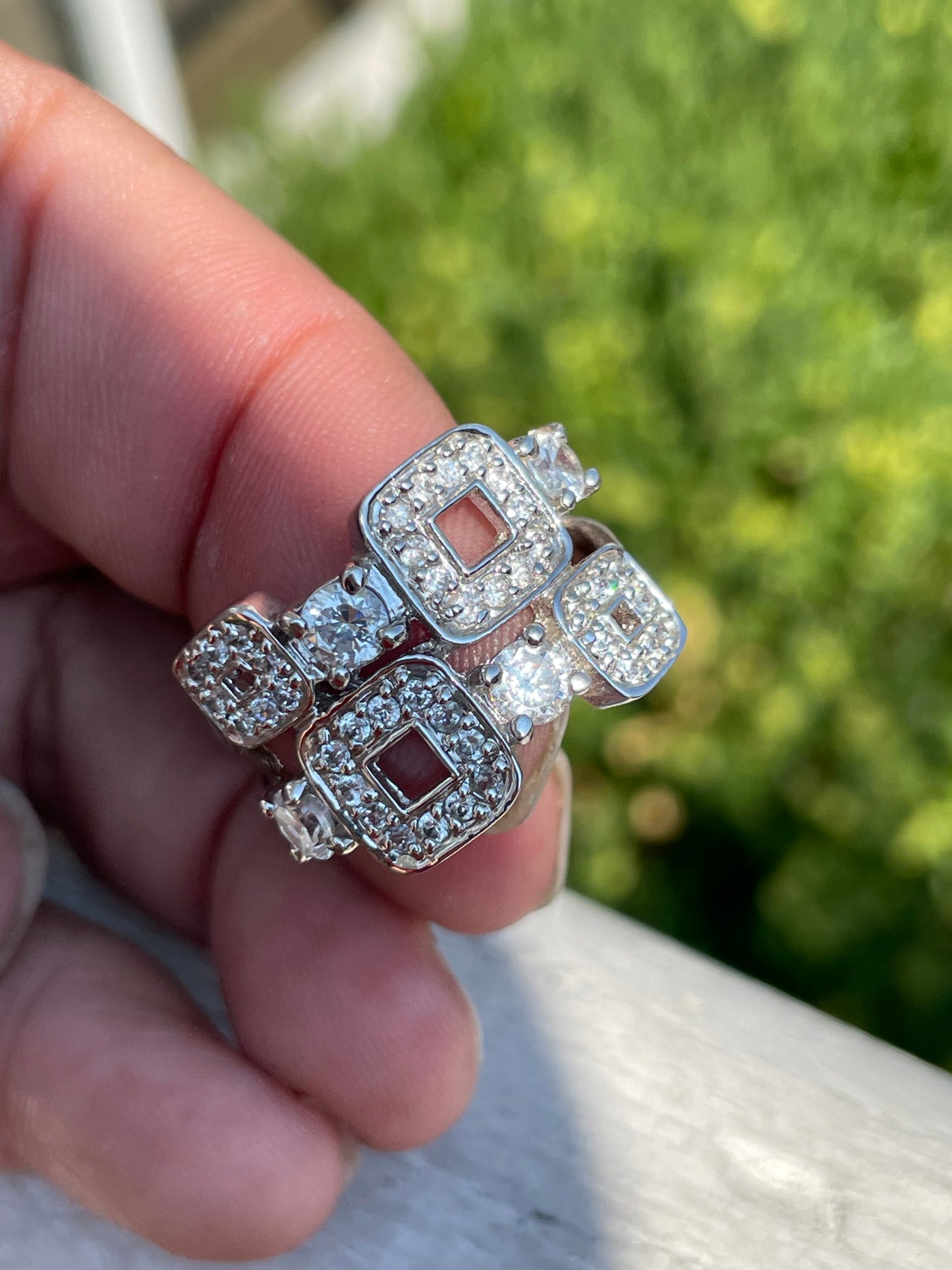925 Sterling Silver "Filling the Void" Cubic Zirconia Cluster Ring