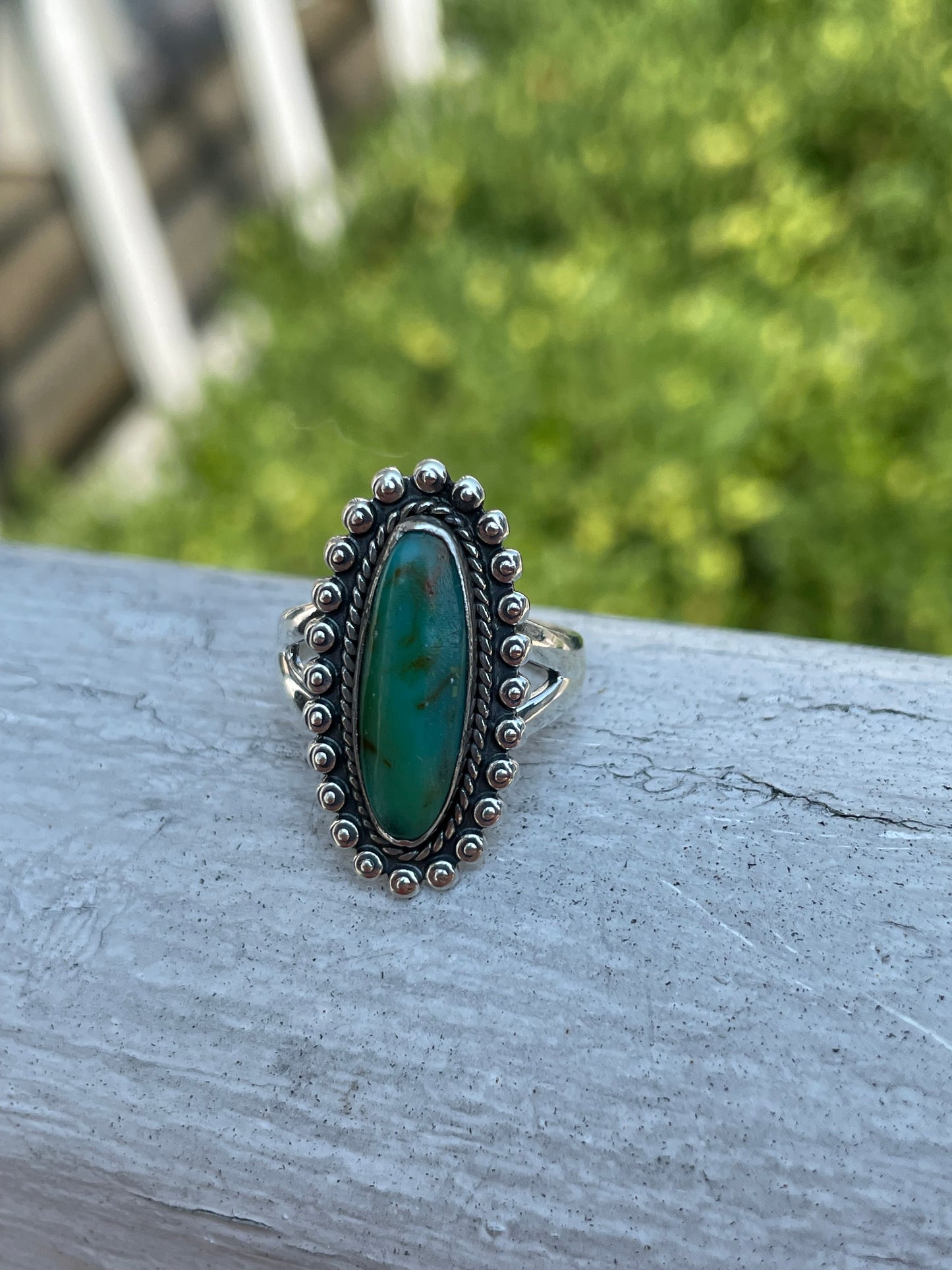 925 Sterling Silver Bell Trading Post Turquoise Ring