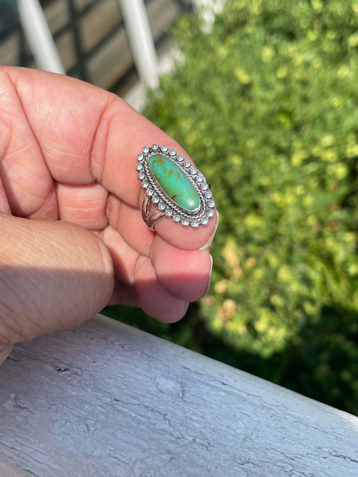 925 Sterling Silver Bell Trading Post Turquoise Ring