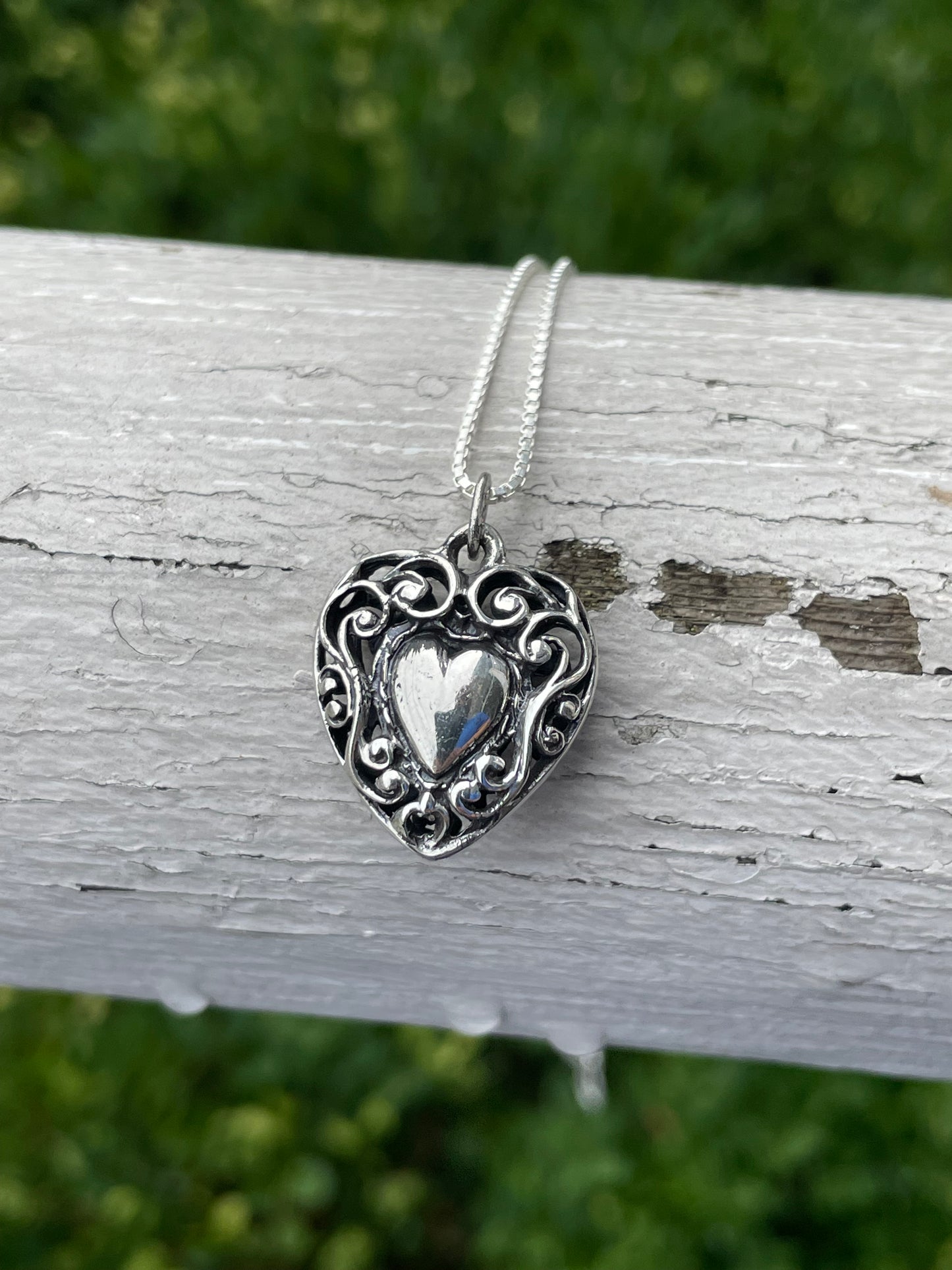 925 Sterling Silver "My Vintage Heart" Openwork Heart Necklace