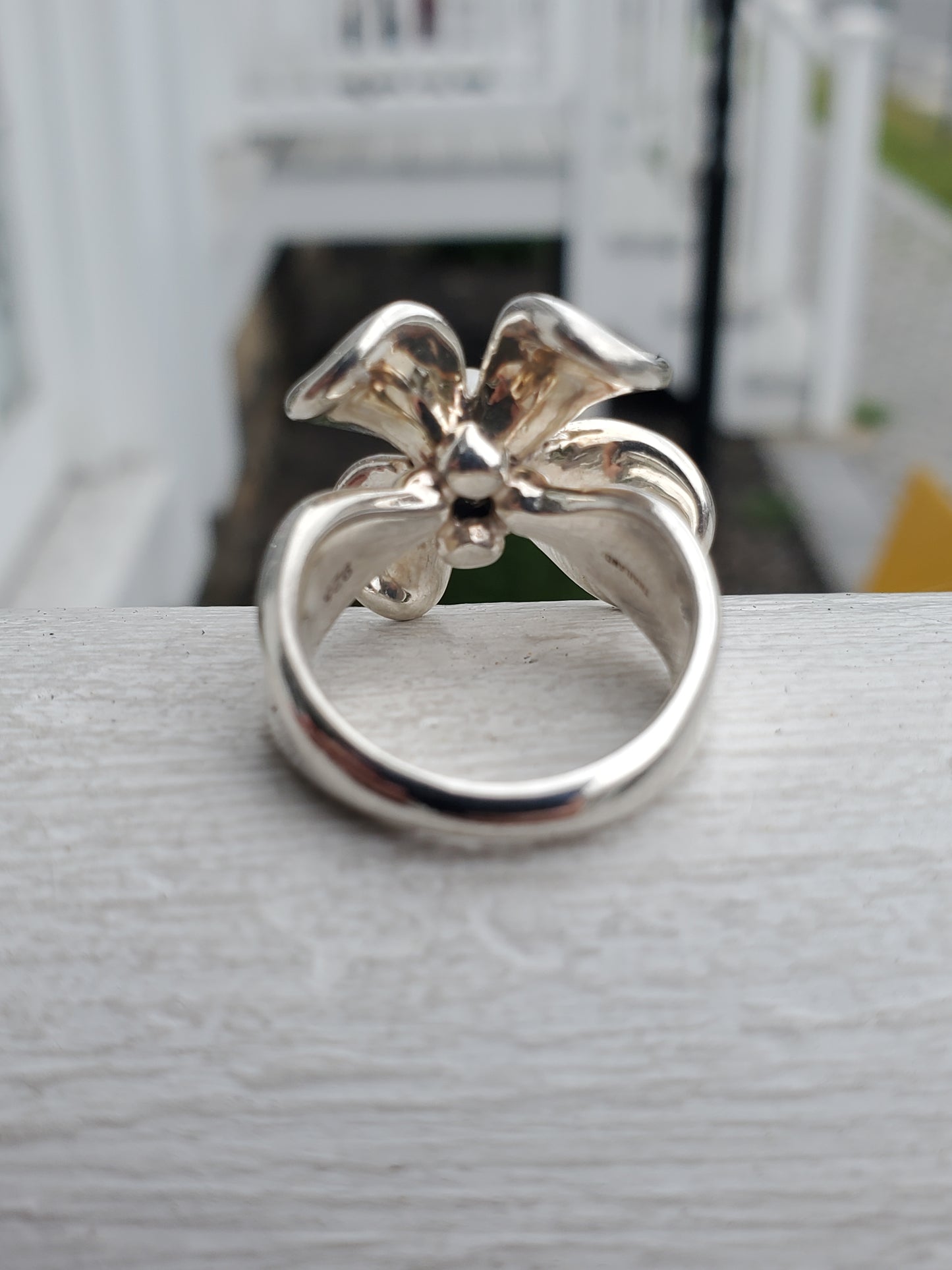 925 Sterling Silver Designer Anna King Pearl Orchid Flower Ring