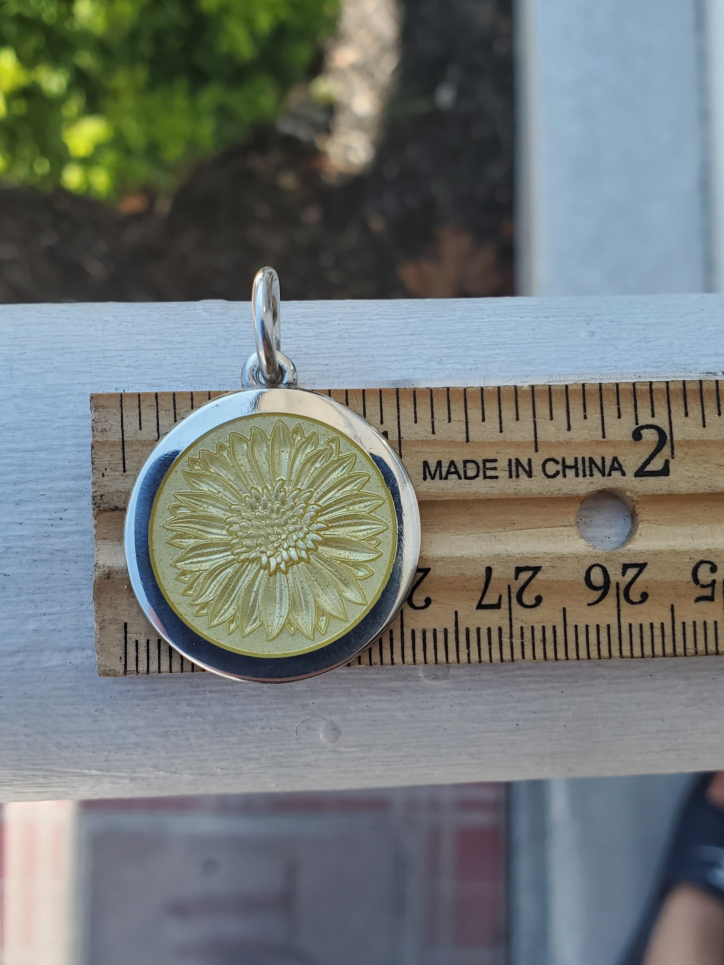 925 Sterling Silver COLBY DAVIS Sunflower Yellow Glass Enamel Pendant Always Shine
