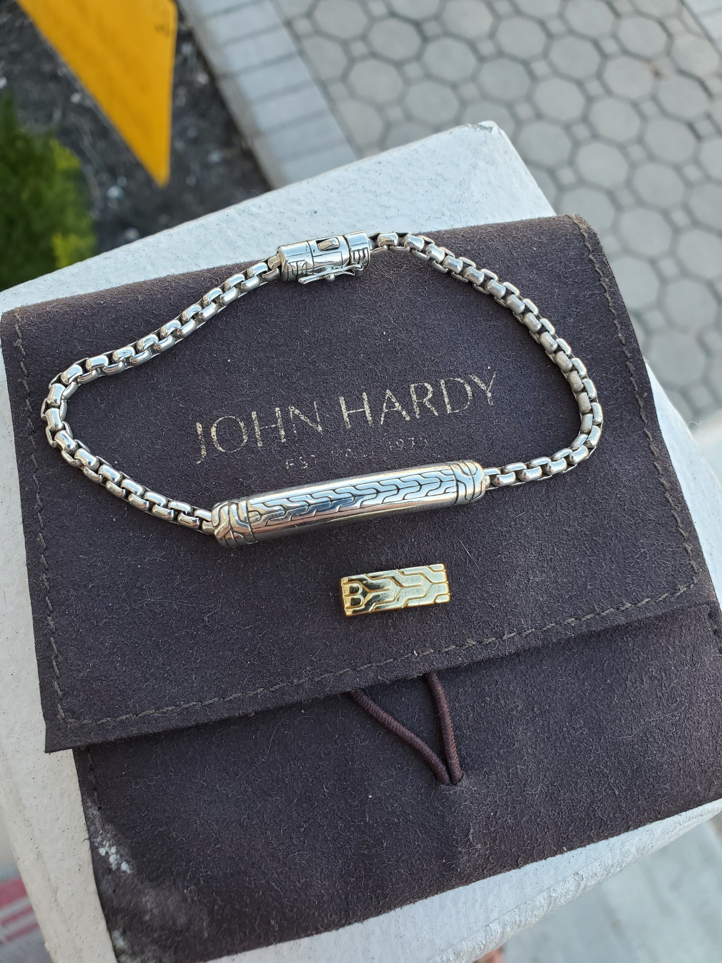 925 Sterling Silver Designer John Hardy Bar Cable Link Chain Bracelet