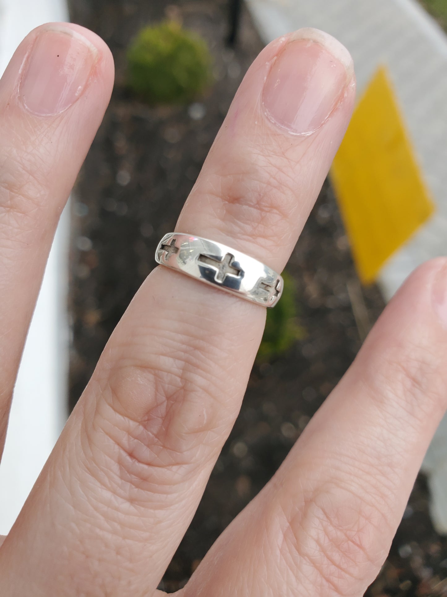 925 Sterling Silver Cross Adjustable Toe/ Mid-Finger Ring