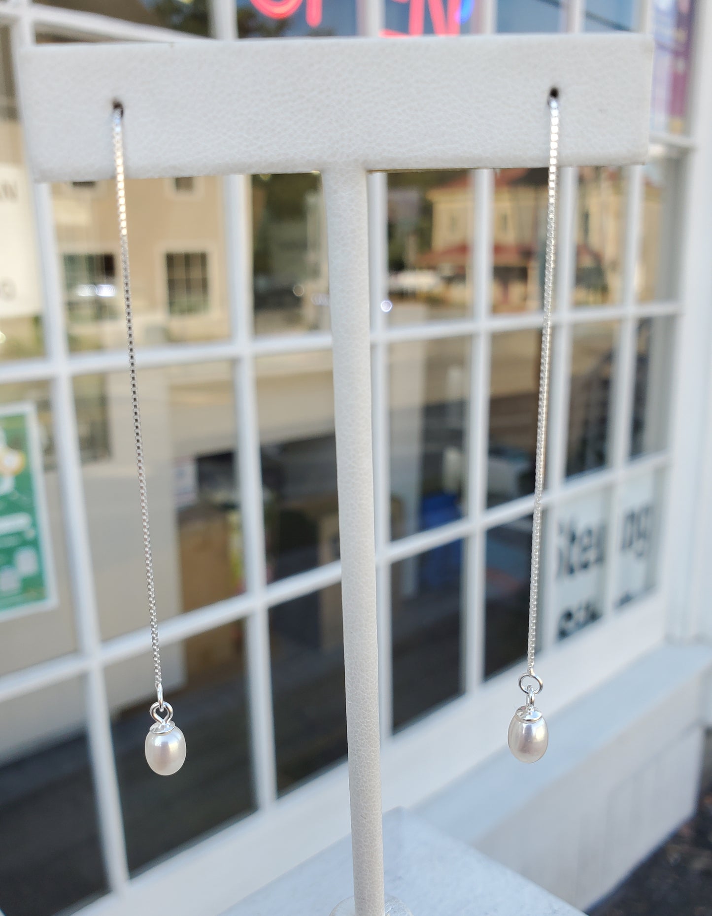 925 Sterling Silver Fresh Water Pearl Threader Earrings