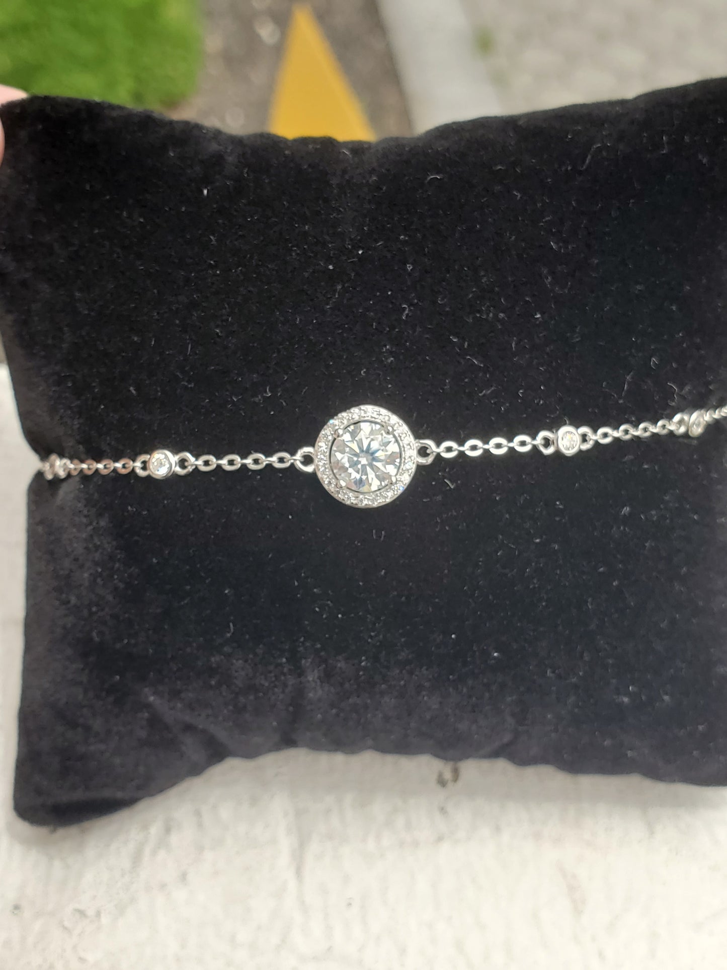 925 Sterling Silver 1ct Moissanite Diamond bezel set station bracelet