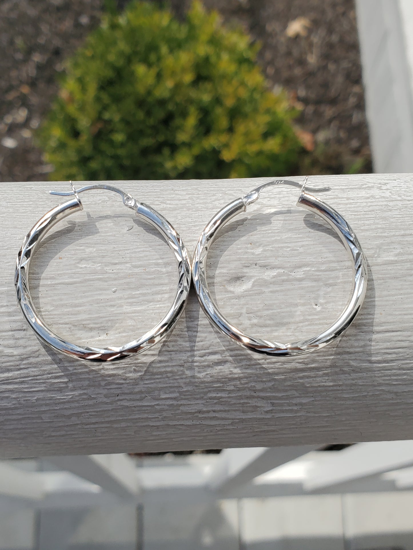 925 Sterling Silver Diamond Cut 30mm Hoop Earrings