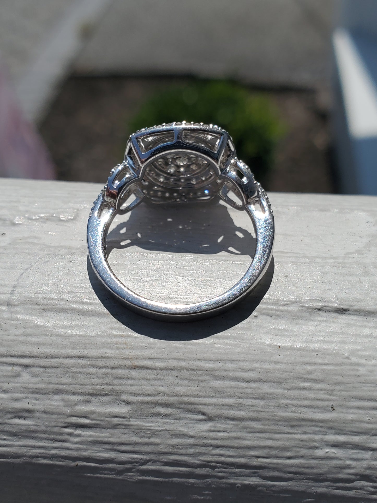10k Solid White Gold 1 ct Natural Diamond Halo Cluster Ring