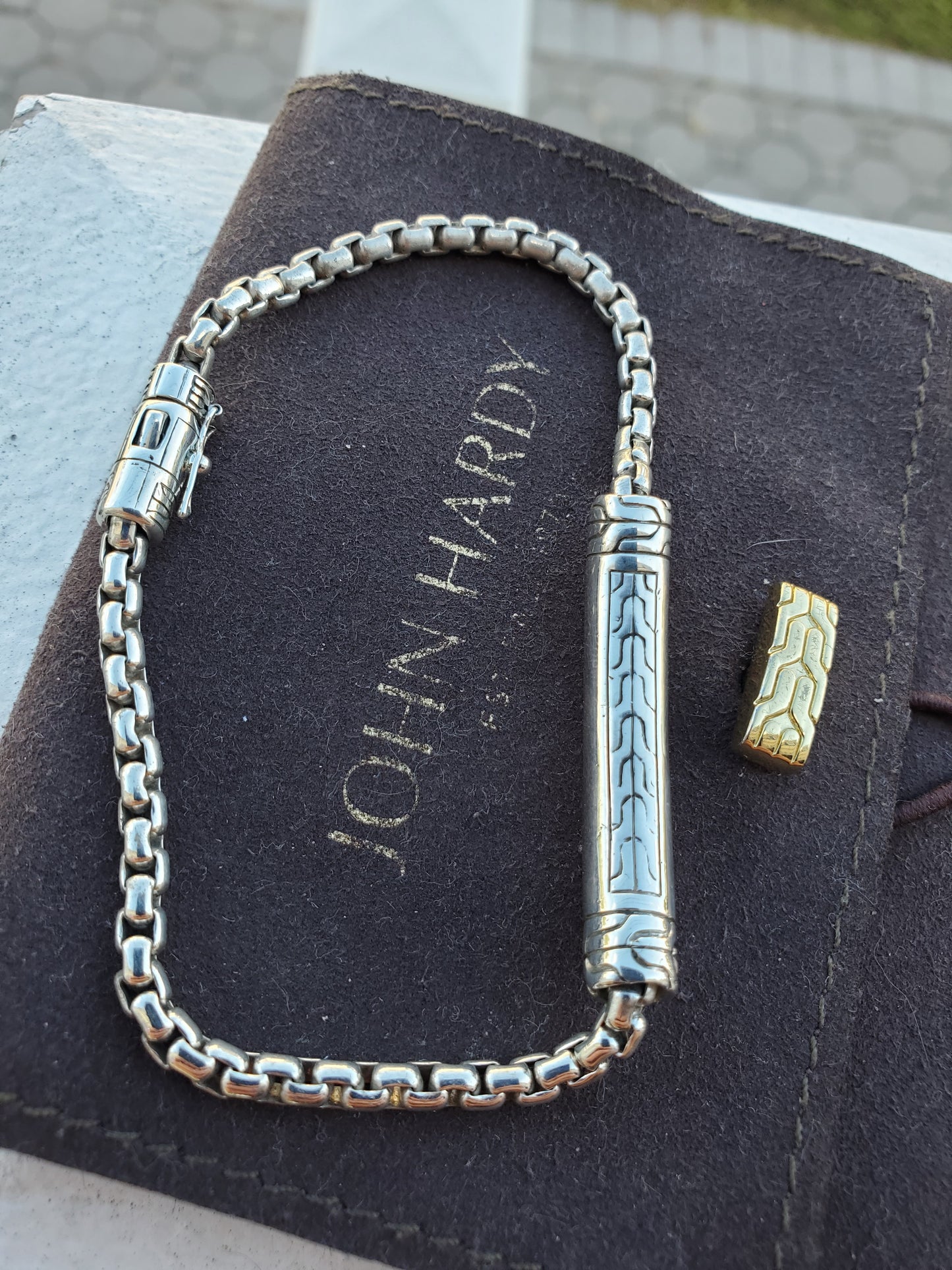 925 Sterling Silver Designer John Hardy Bar Cable Link Chain Bracelet