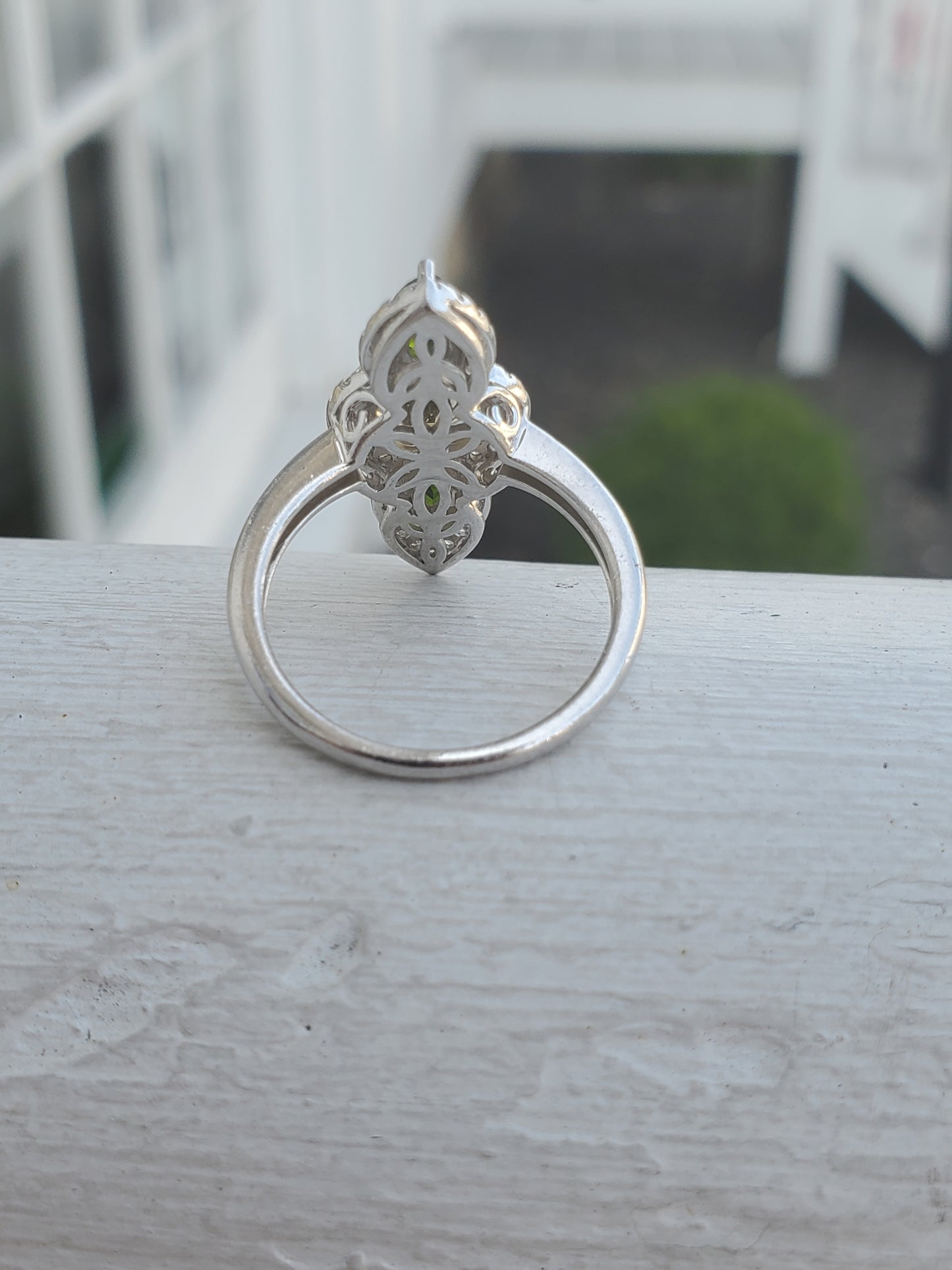 925 Sterling Silver Vertical Chrome Diopside & Citrine Topaz Ring