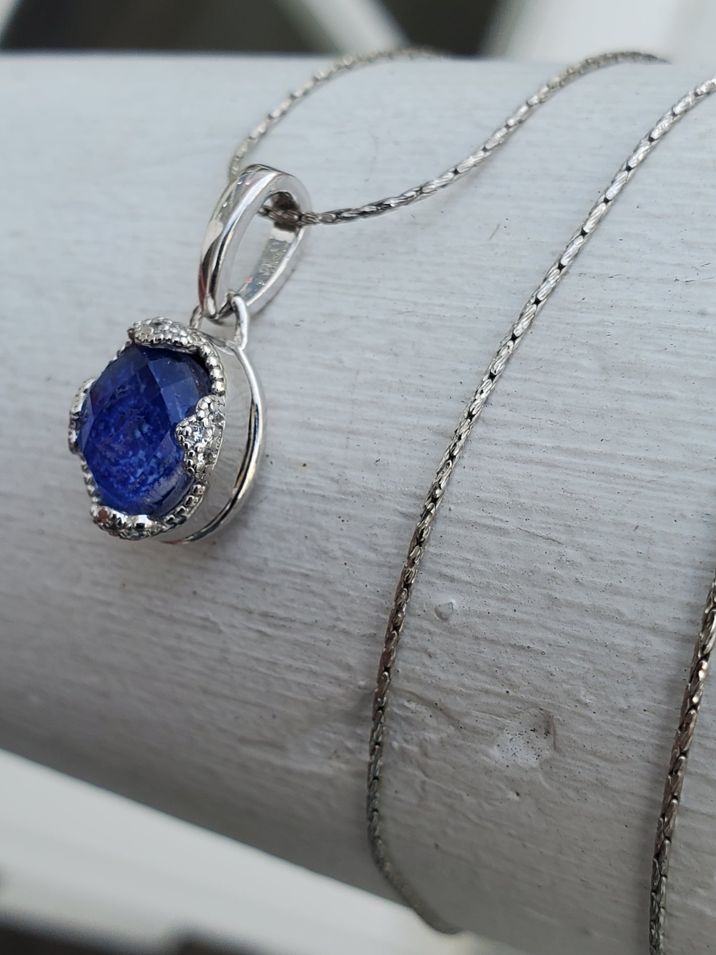 925 Sterling Silver Designer With You Blue Dichroic Glass Small Locket Charm Necklace