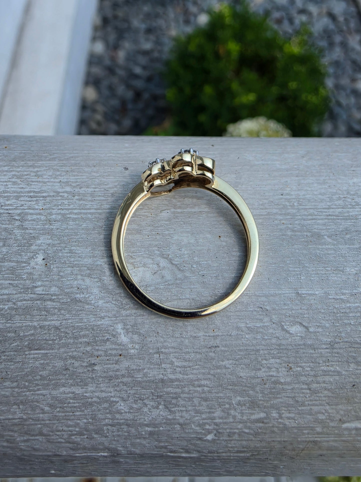 10k Solid Yellow Gold Natural Diamond Double Heart Ring