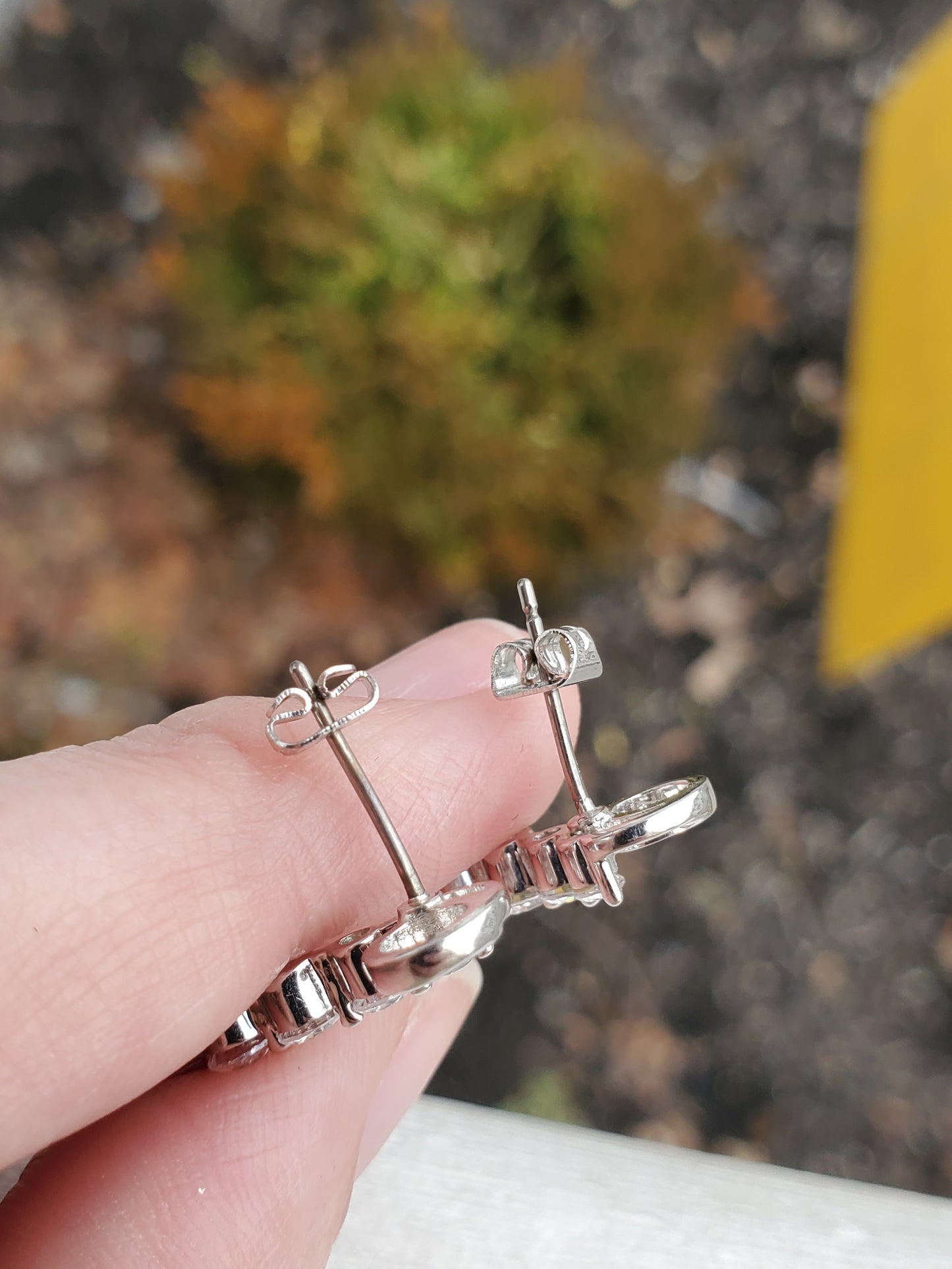 925 Sterling Silver Life's Journey CZ Zirconia Stud Earrings