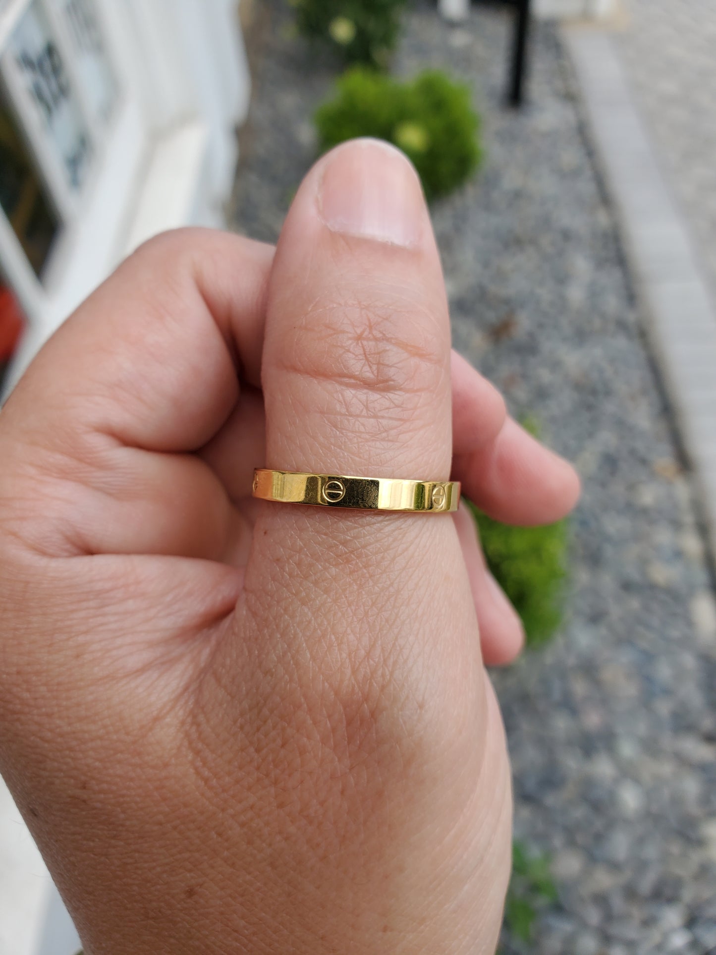 Stainless Steel Thin Love Cartier Style Band Ring