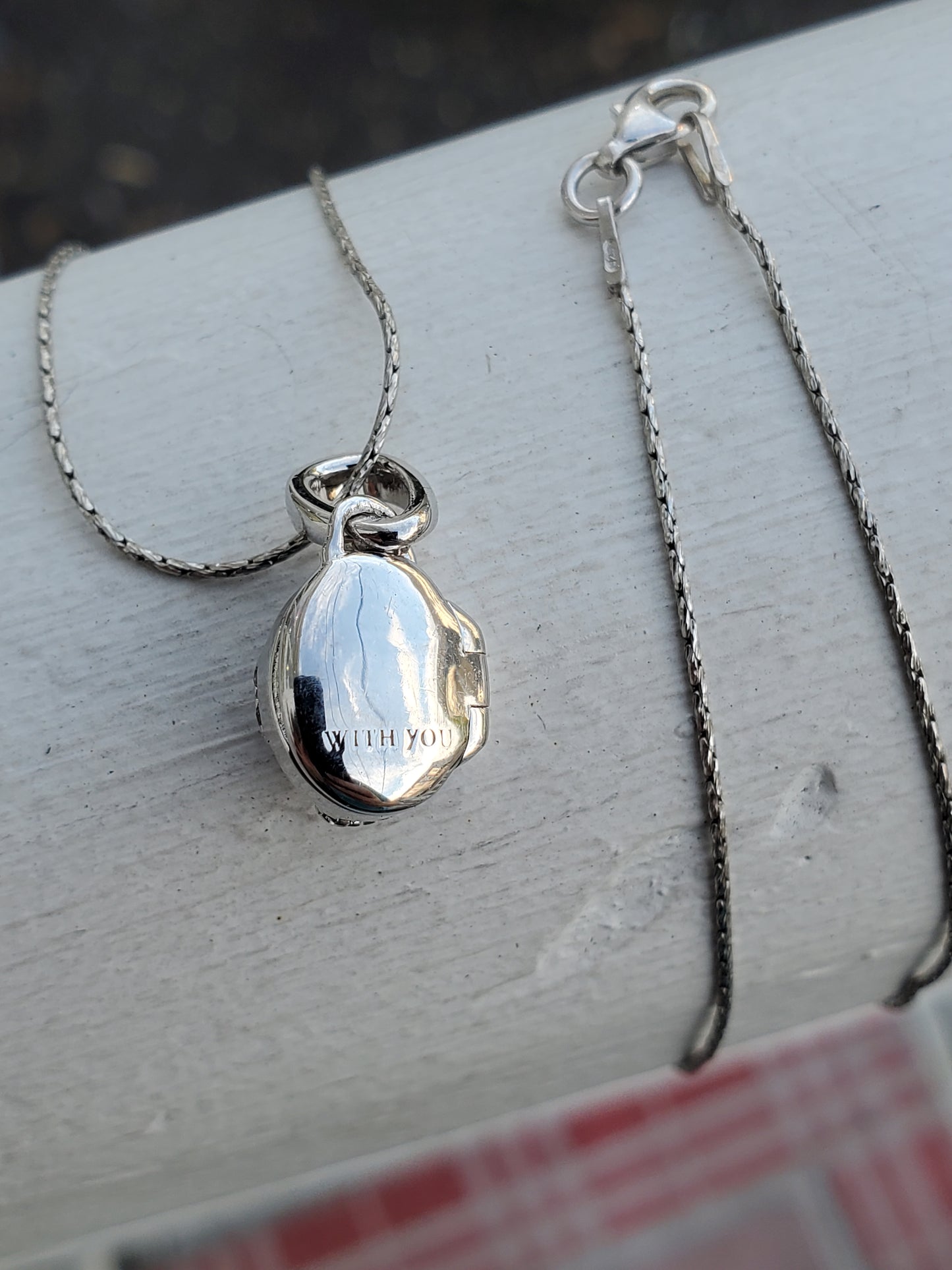 925 Sterling Silver Designer With You Blue Dichroic Glass Small Locket Charm Necklace
