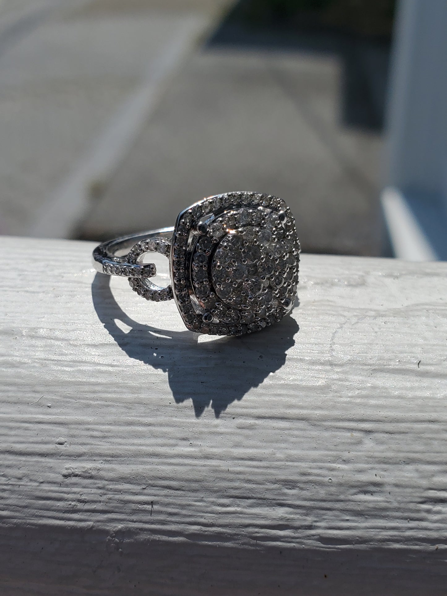 10k Solid White Gold 1 ct Natural Diamond Halo Cluster Ring