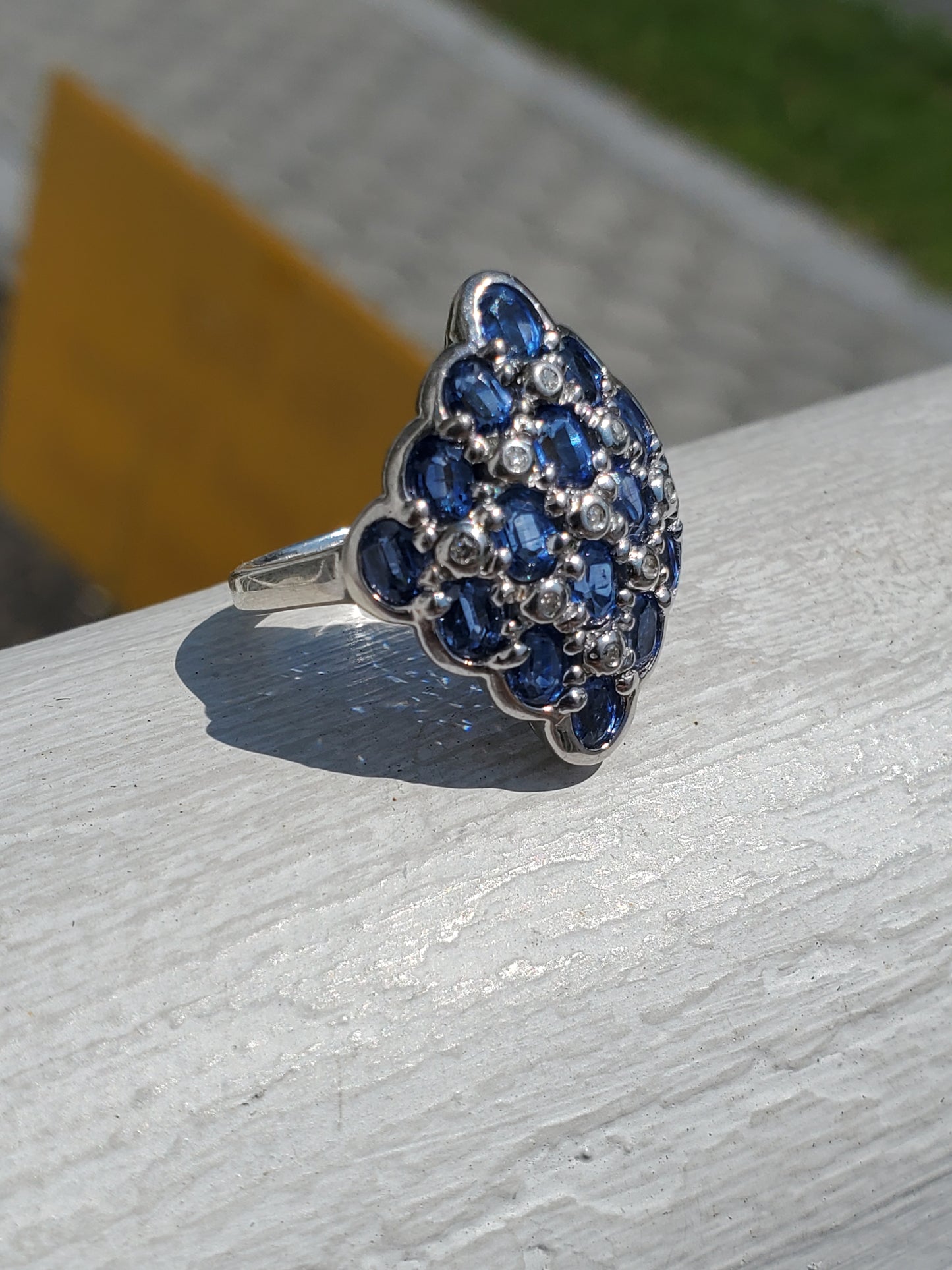 925 Sterling Silver Genuine Tanzanite Ladies Cluster Ring