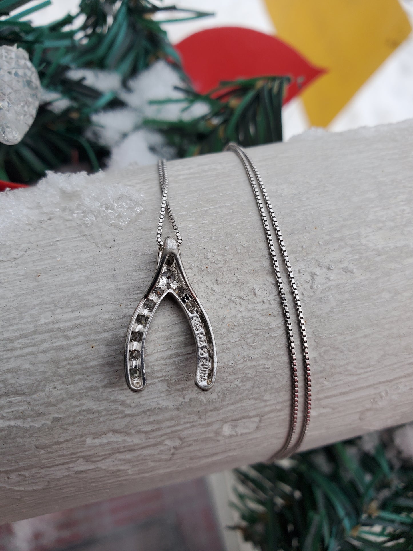 925 Sterling Silver Sparkling Wishbone Zirconia CZ Pendant Charm Necklace