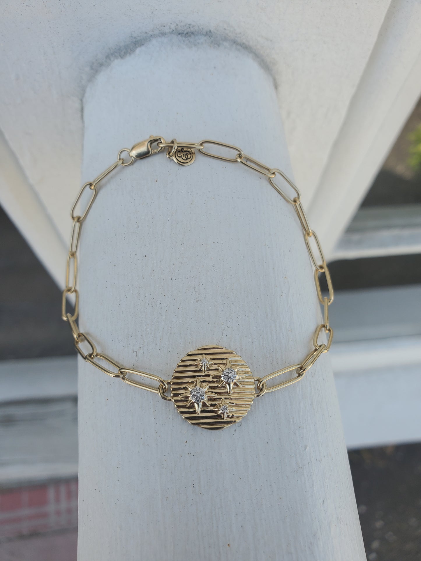 925 Sterling Silver Vermeil Constellation Star Paperclip Bracelet