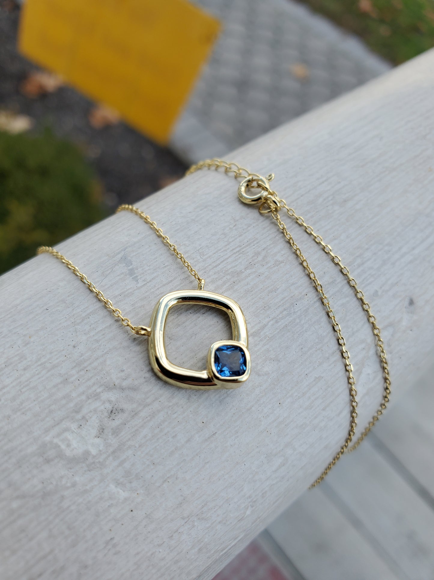 925 Sterling Silver Vermeil Petite London Blue Topaz Necklace