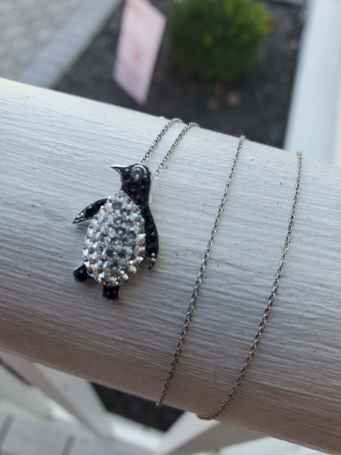 925 Sterling Silver Swarovski Elements Sparklinh Penguin Necklace