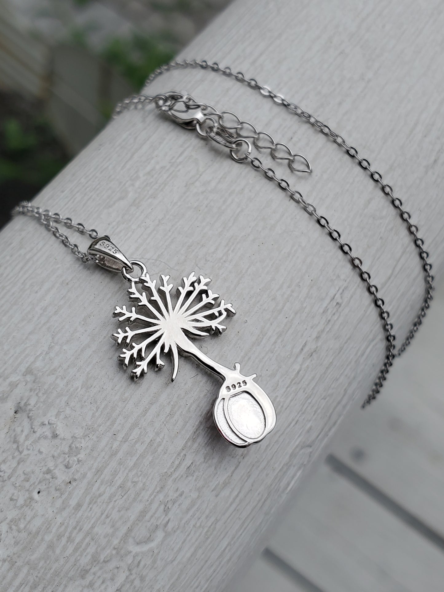 925 Sterling Silver Dandelion Enameled Ladybug "Make a wish" Necklace
