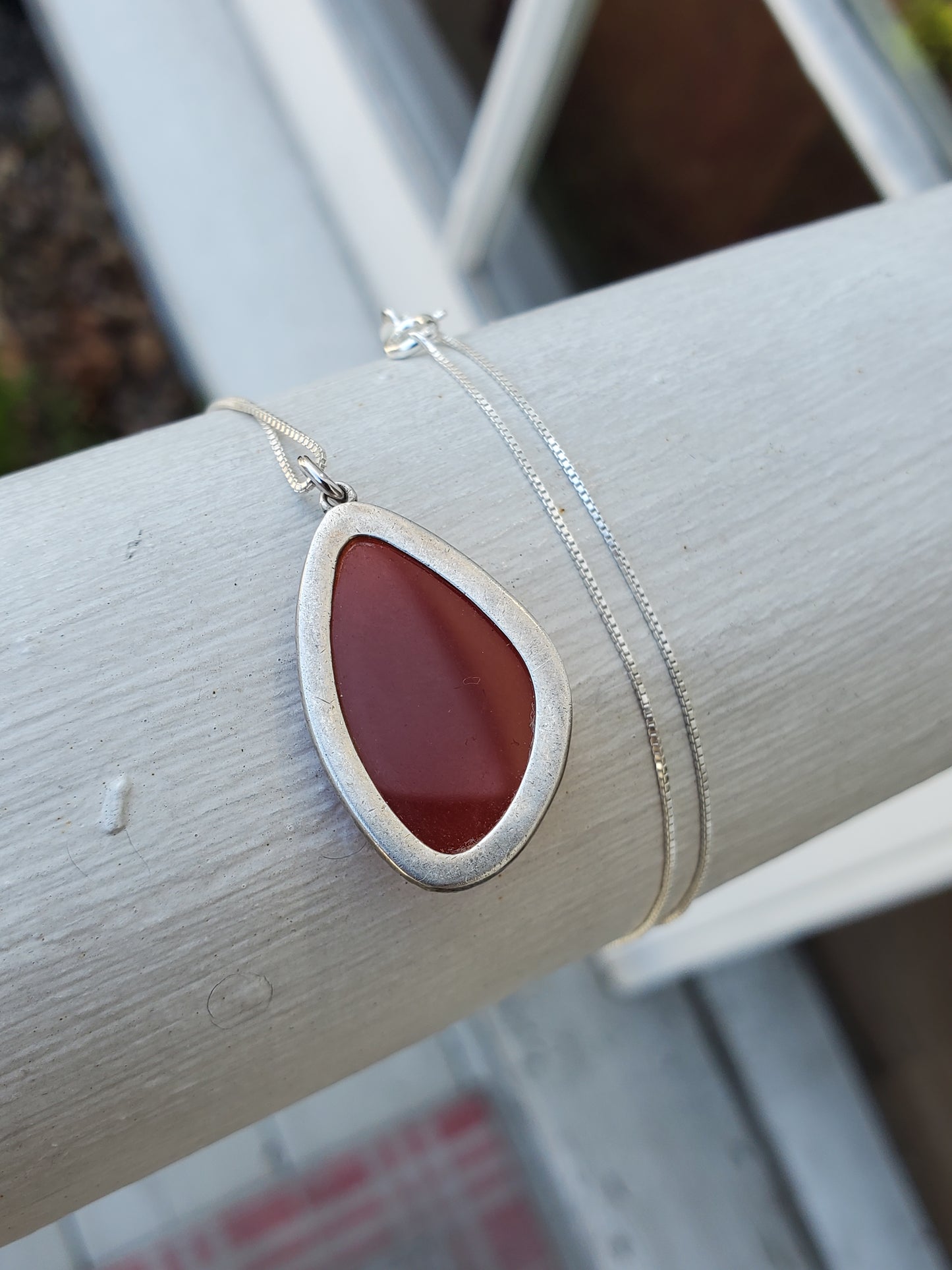 925 Sterling Silver Faceted Oblong Carnelian & Zirconia CZ Halo Pendant Necklace