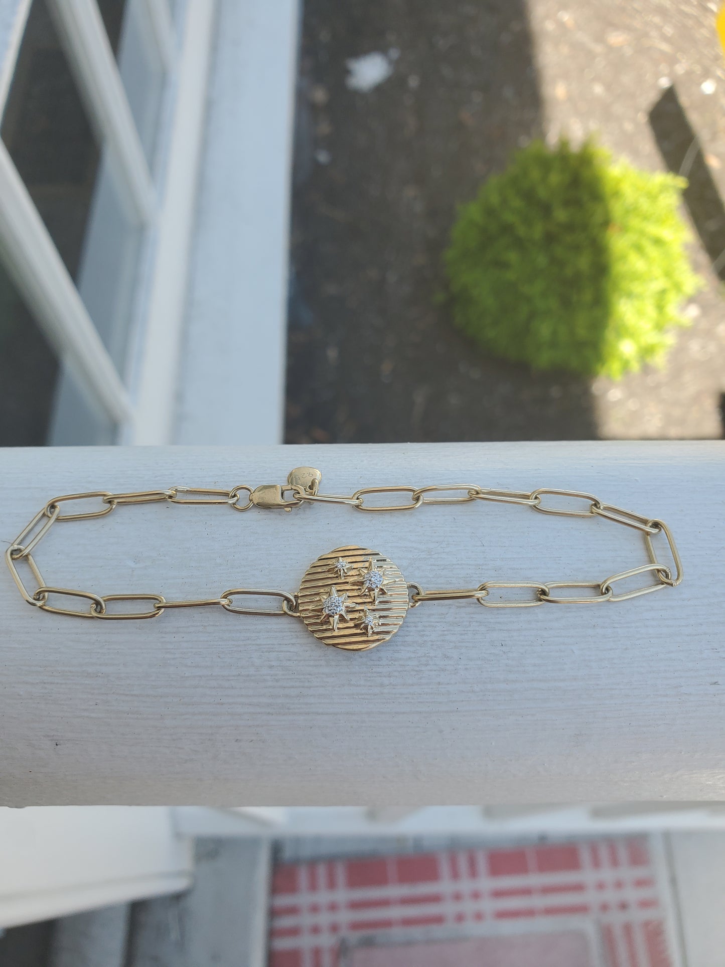 925 Sterling Silver Vermeil Constellation Star Paperclip Bracelet