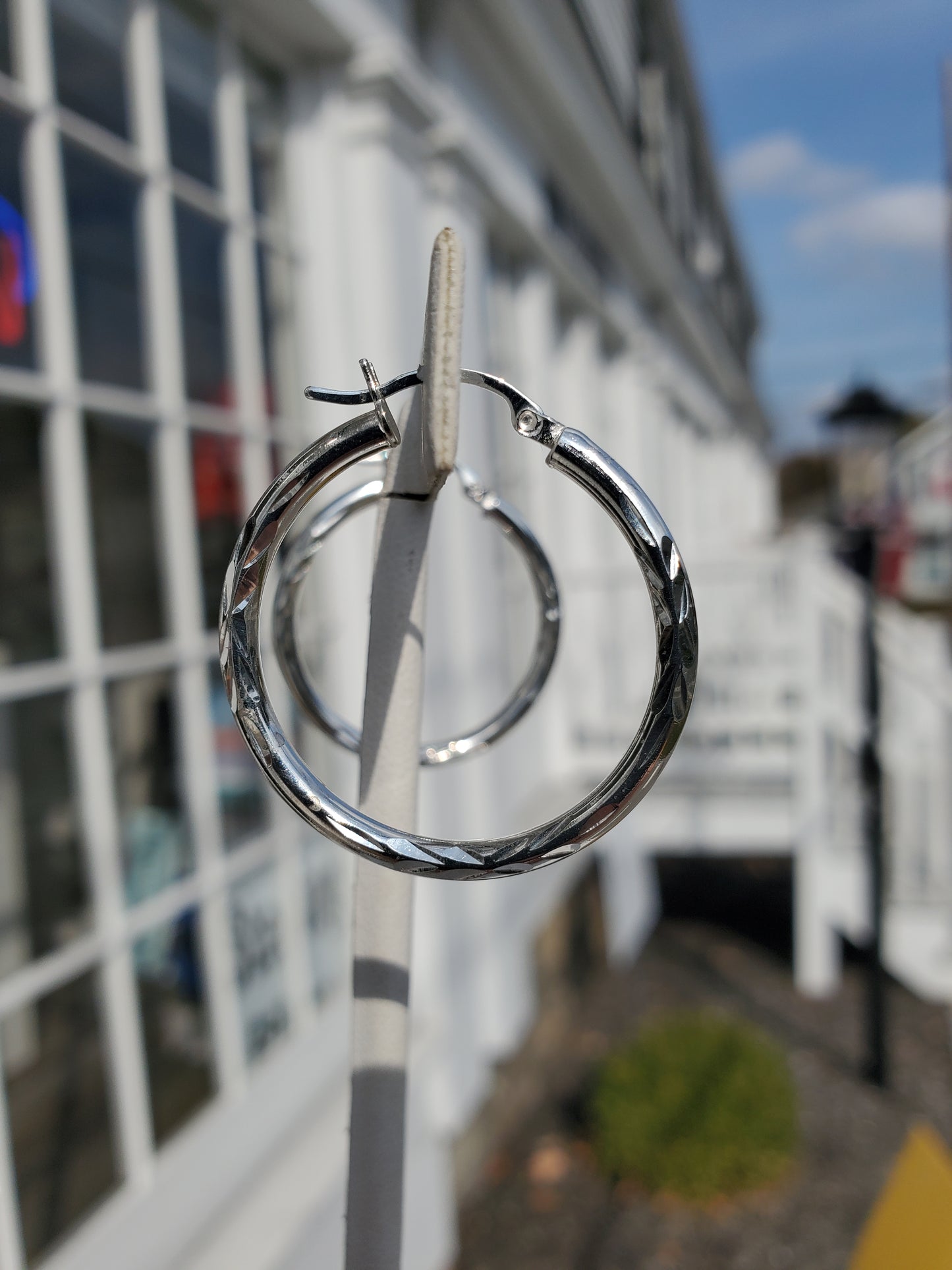 925 Sterling Silver Diamond Cut 30mm Hoop Earrings
