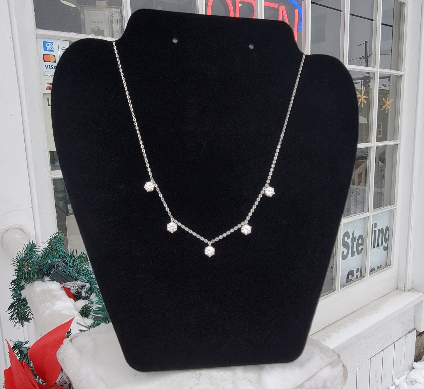 925 Sterling Silver 2.50 tcw Moissanite Stationed Diamond Necklace