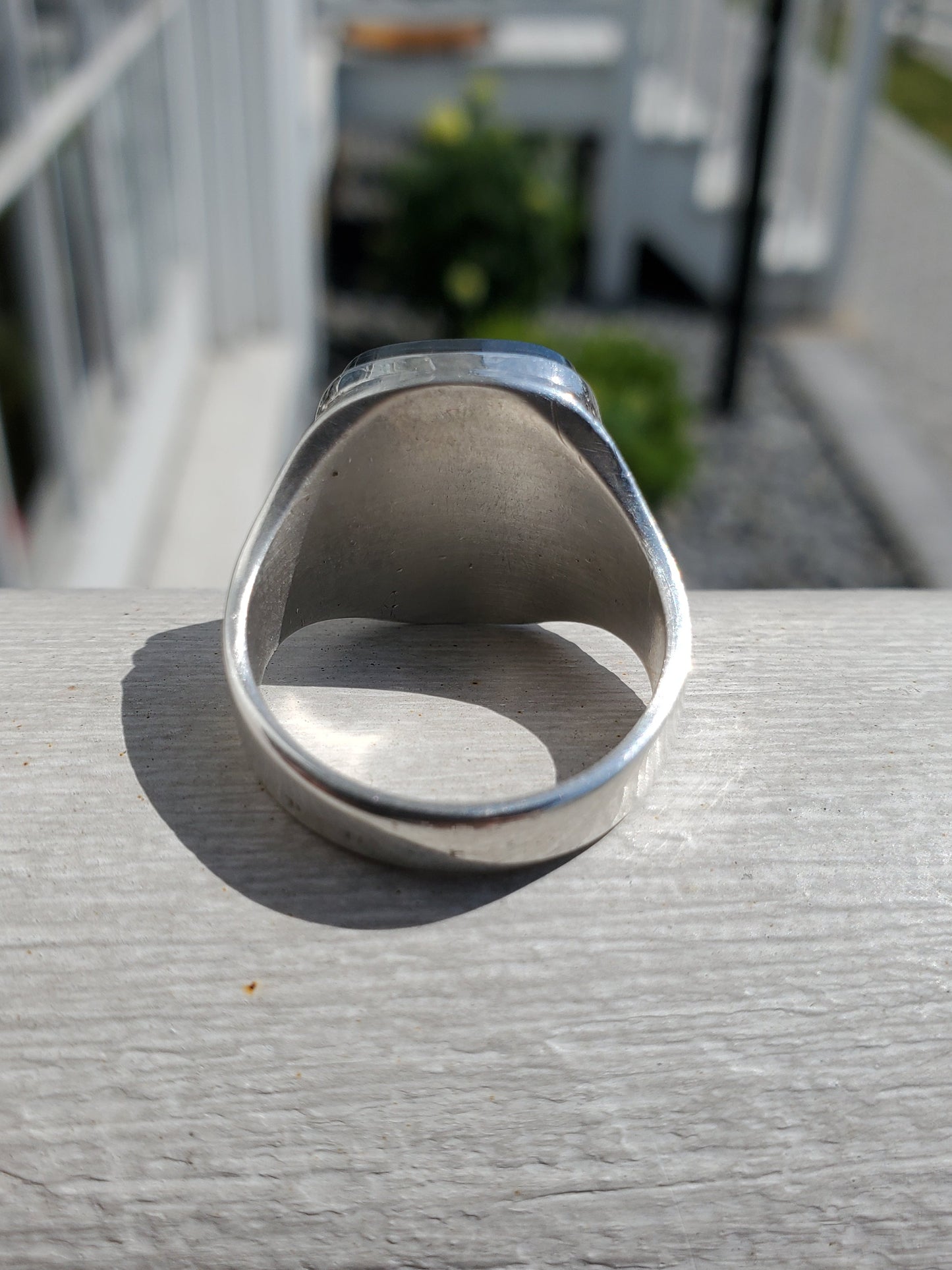 925 Sterling Silver Men's Hematite Intaglio Spartan Solider Signet Ring