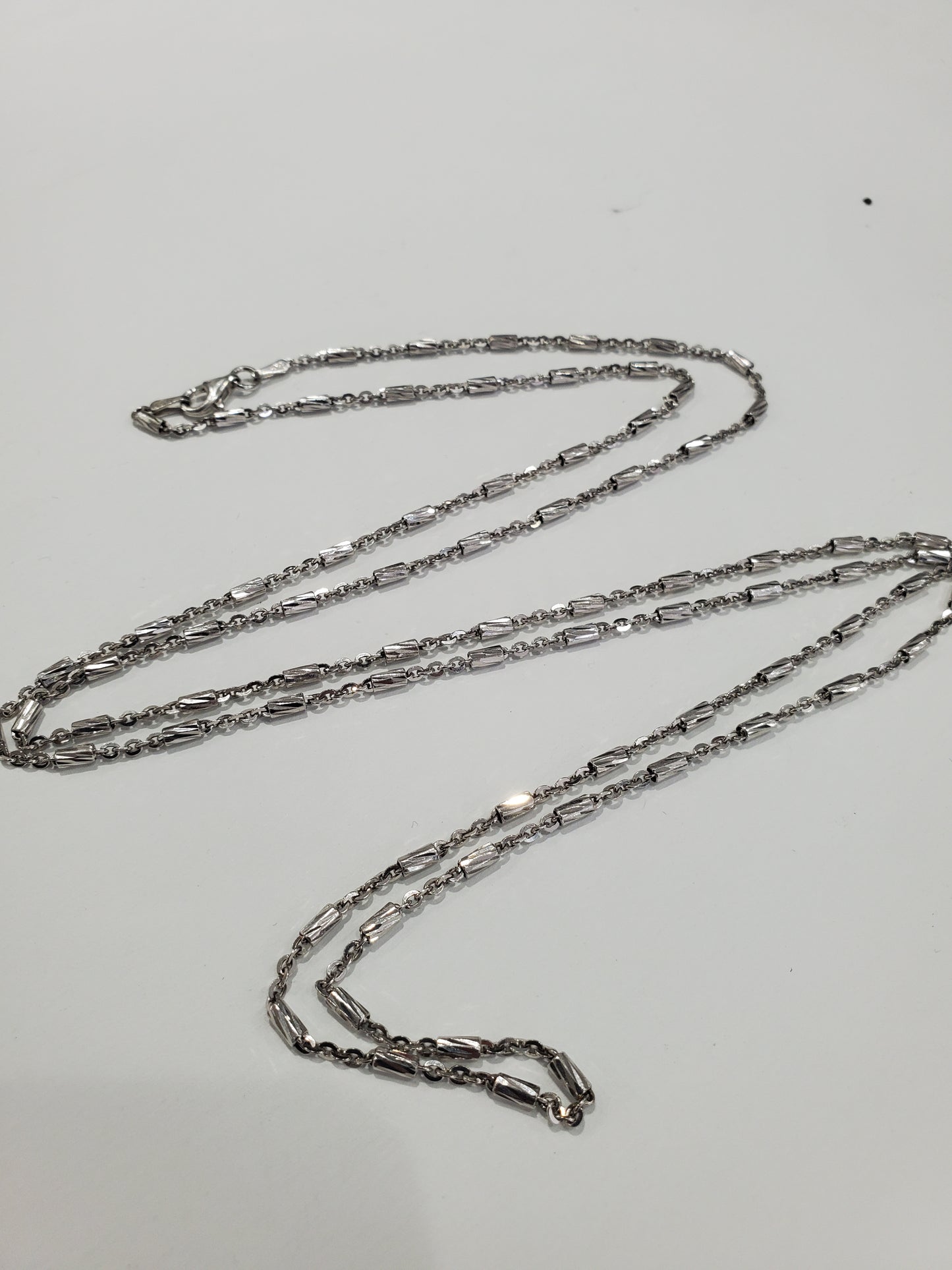 925 Sterling Silver 32" Sparking Barrel Link Chain Necklace