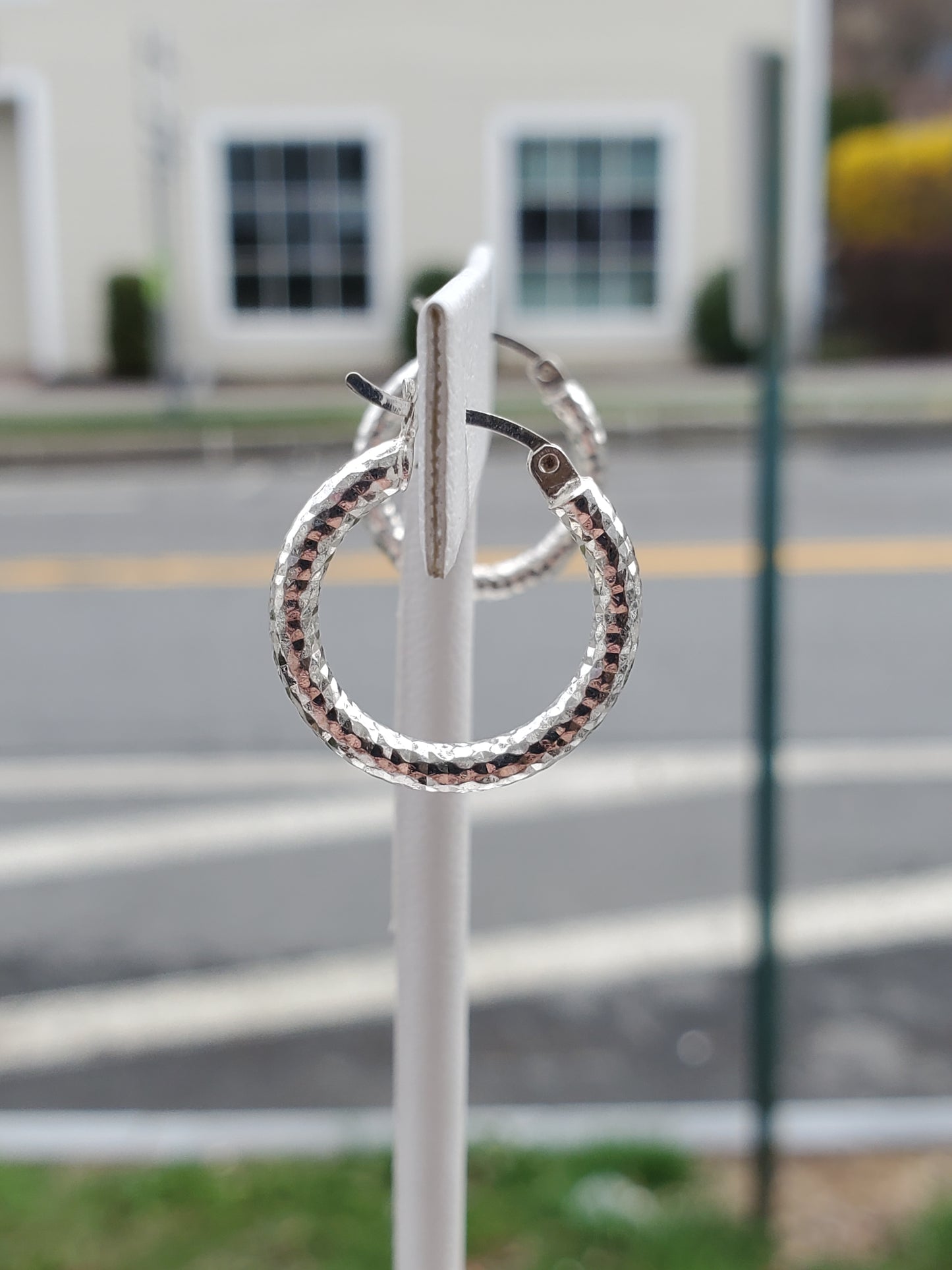 925 Sterling Silver Sparkling Prism Cut Hoop Earrings