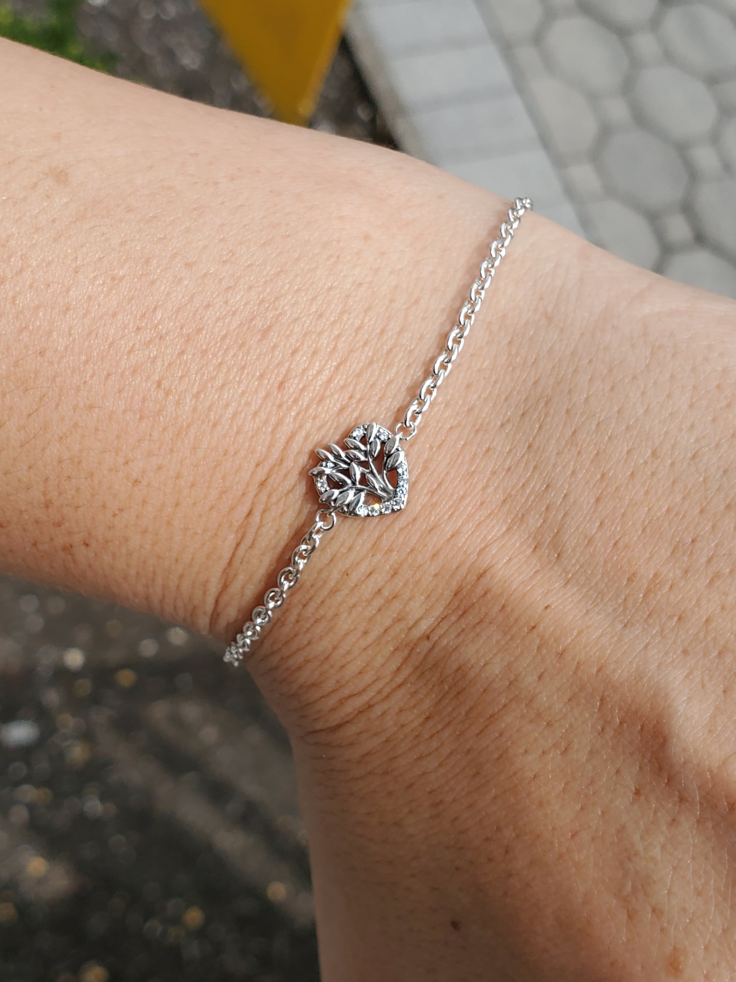 Retired Pandora Heart Family Tree Chain Bracelet