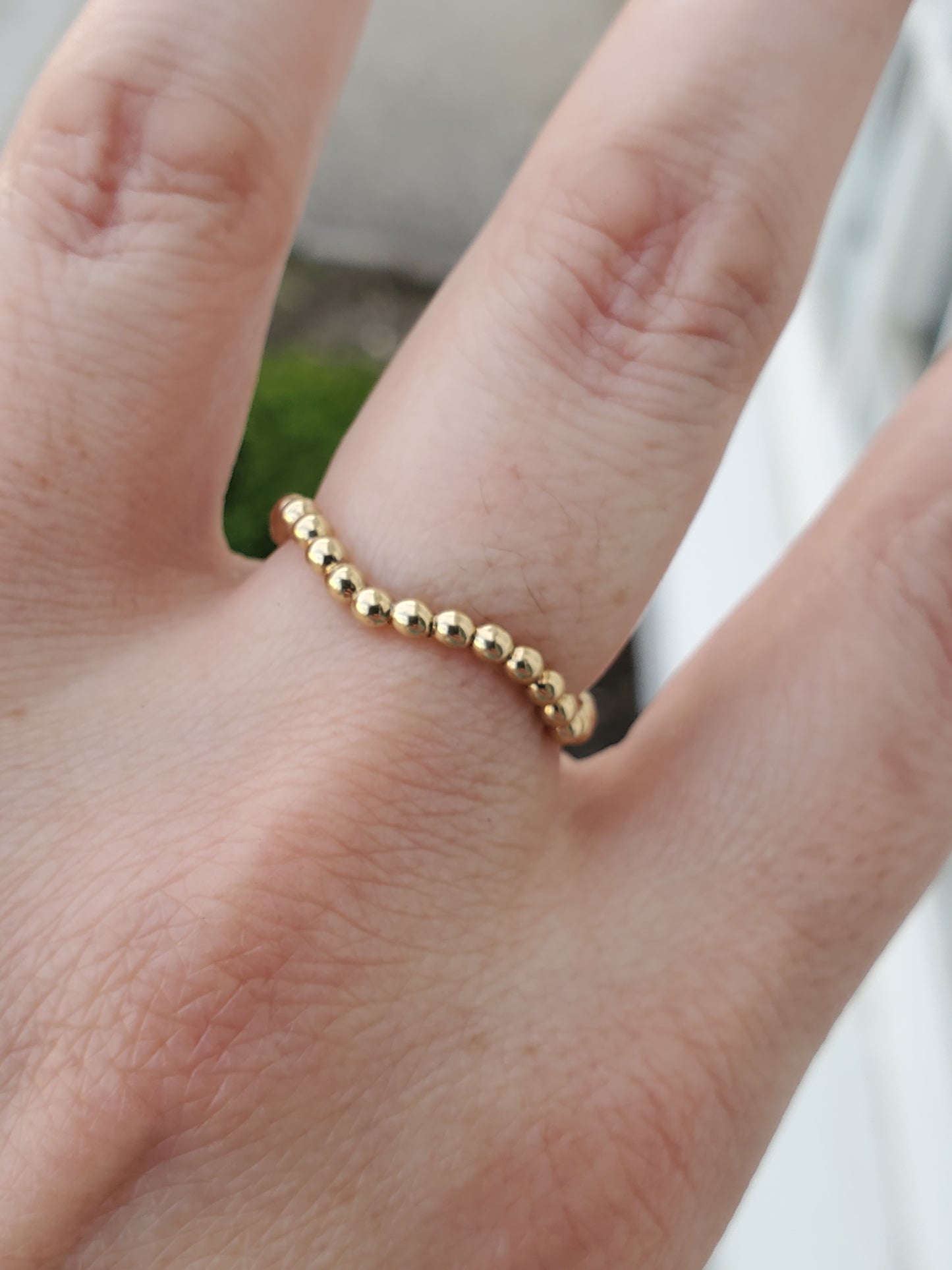925 Sterling Silver Vermeil Beaded Wavy Eternity Band Ring