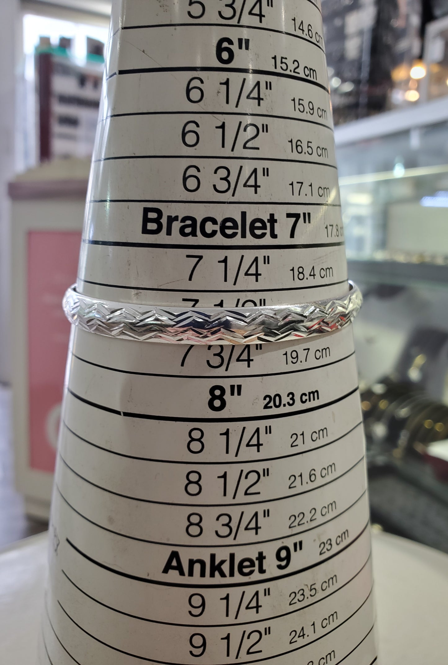 925 Sterling Silver Diamond Cut Zig-Zag Bangle Bracelet