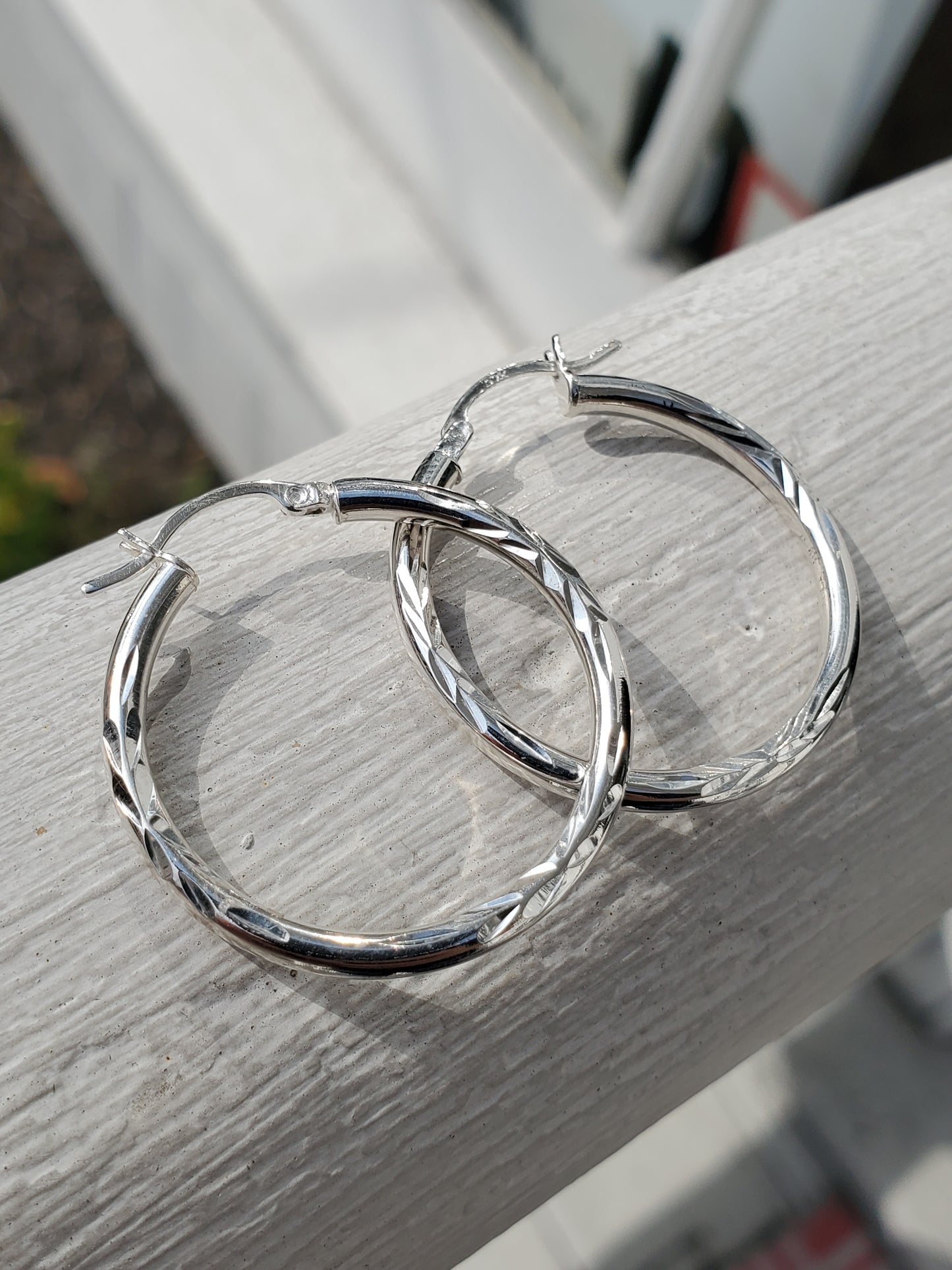 925 Sterling Silver Diamond Cut 30mm Hoop Earrings