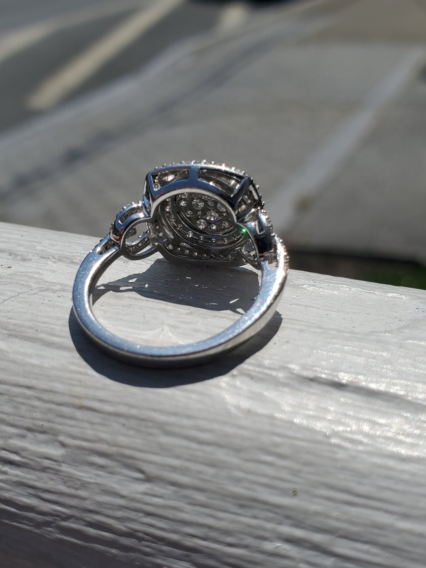 10k Solid White Gold 1 ct Natural Diamond Halo Cluster Ring