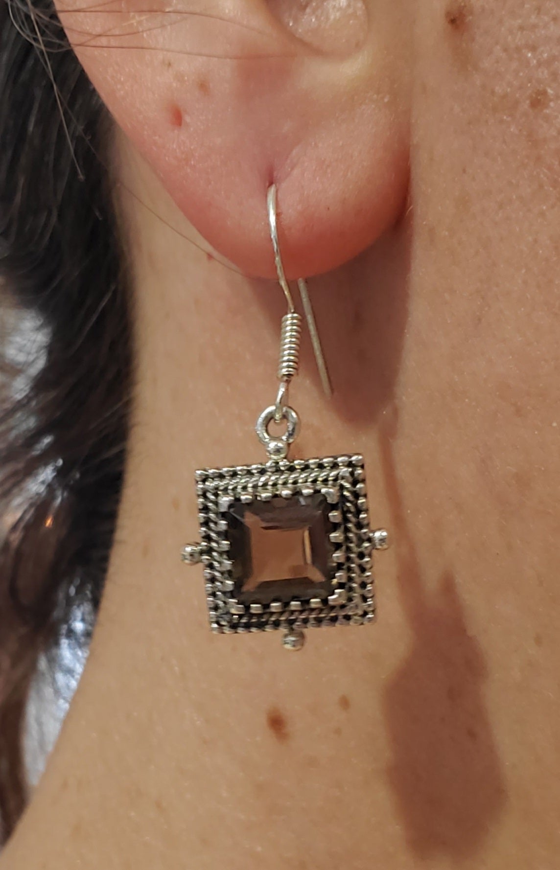 925 Sterling Silver 4.00 TCW Smoky Quartz Crystal Beaded Twisted Cable Dangle Earrings