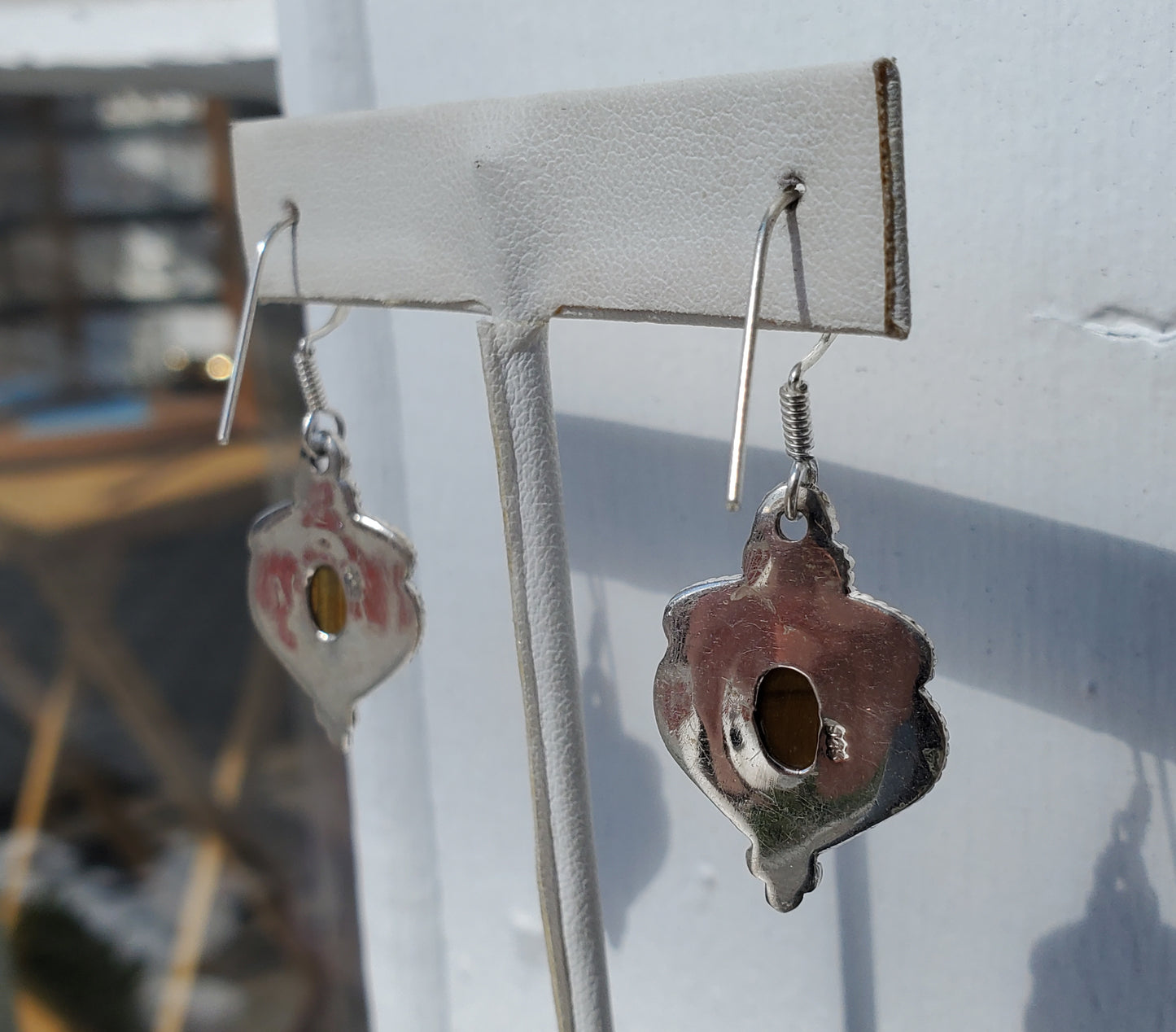 926 Sterling Silver Bali Filagre Natural Tiger's Eye Earrings