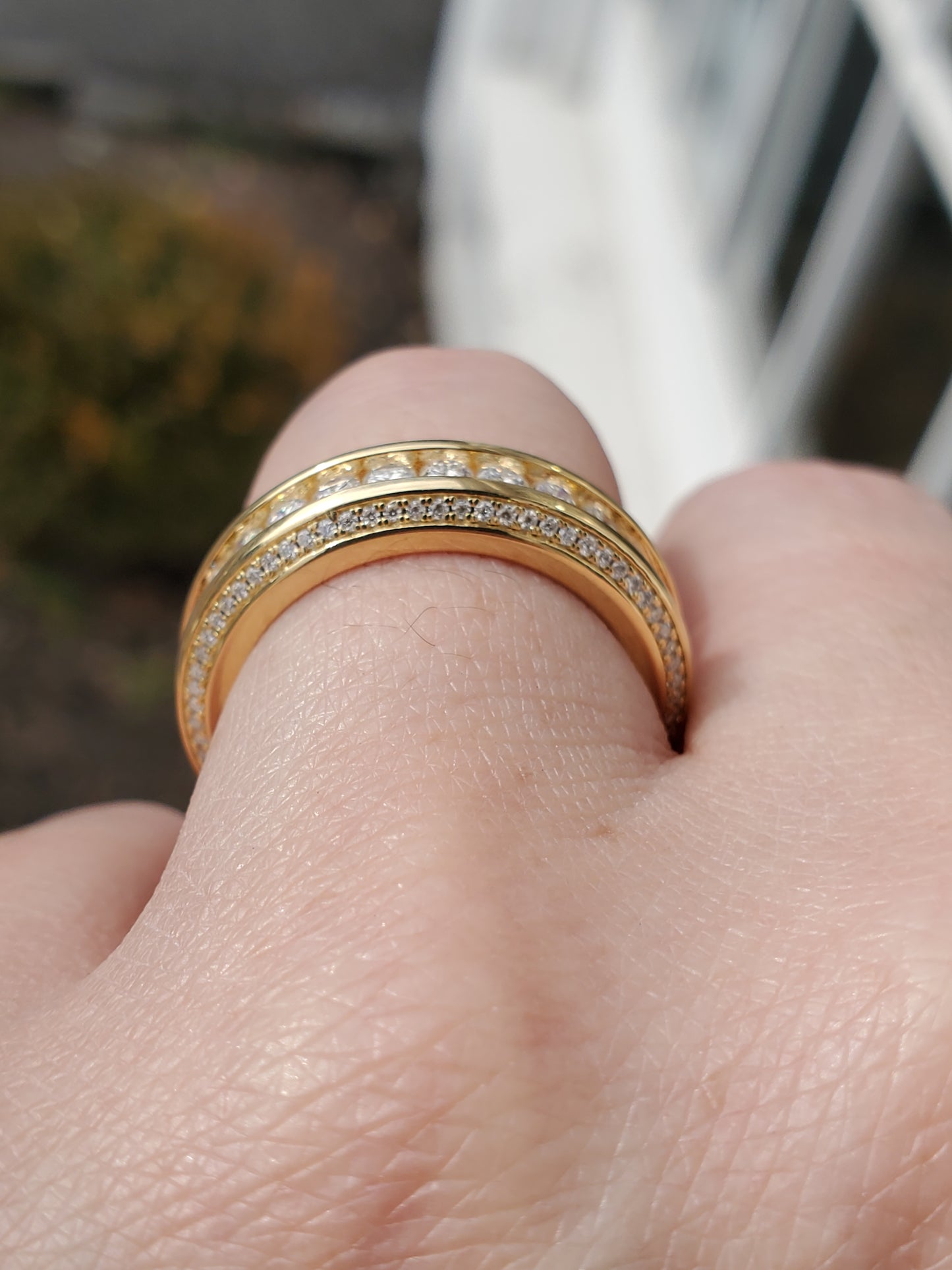 925 Sterling Silver 14k Vermeil Moissanite Diamond Eternity Band Ring