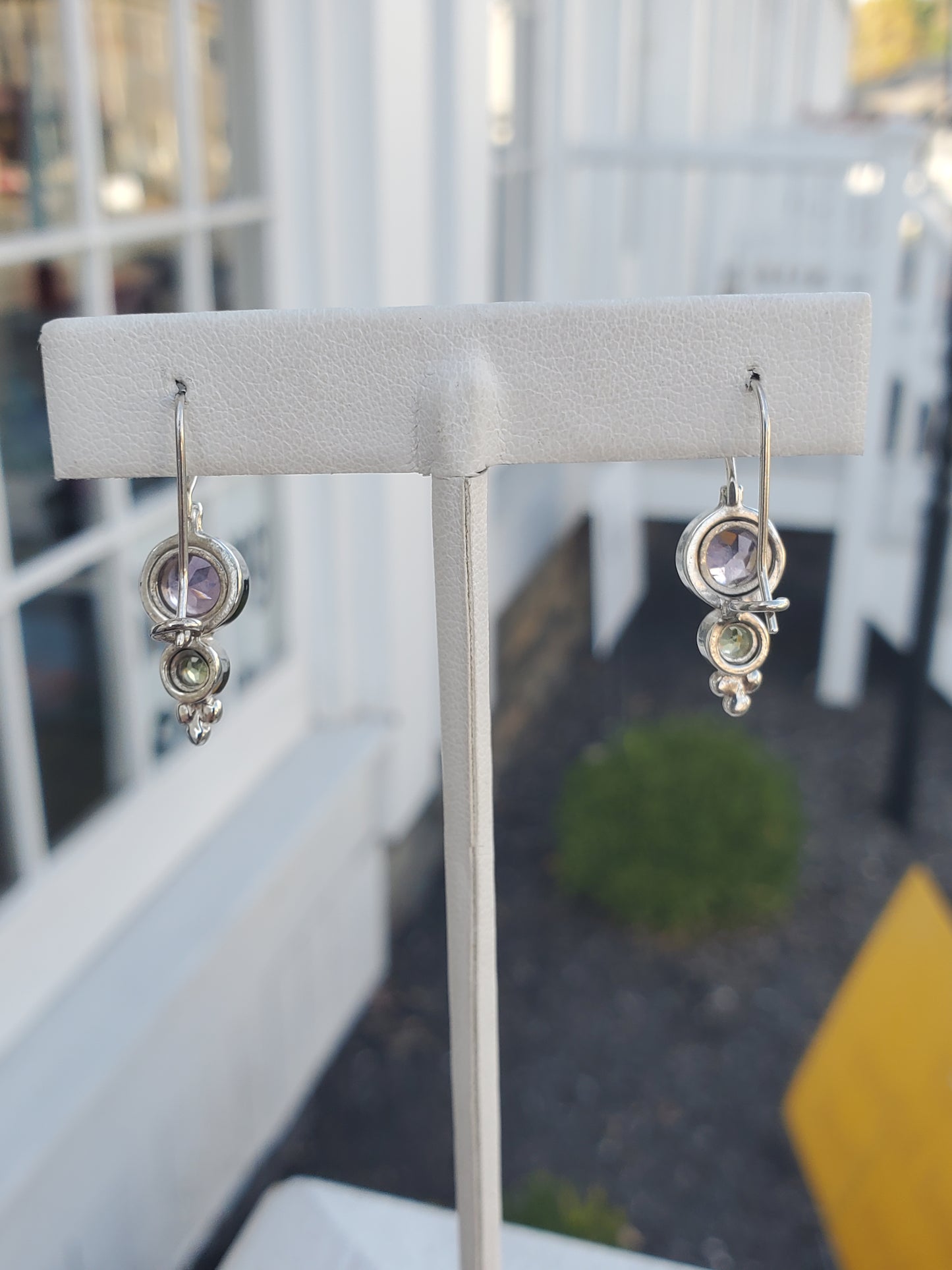 925 Sterling Silver "Bubbling Bravado" Amethyst & Peridot Bezel set Earrings